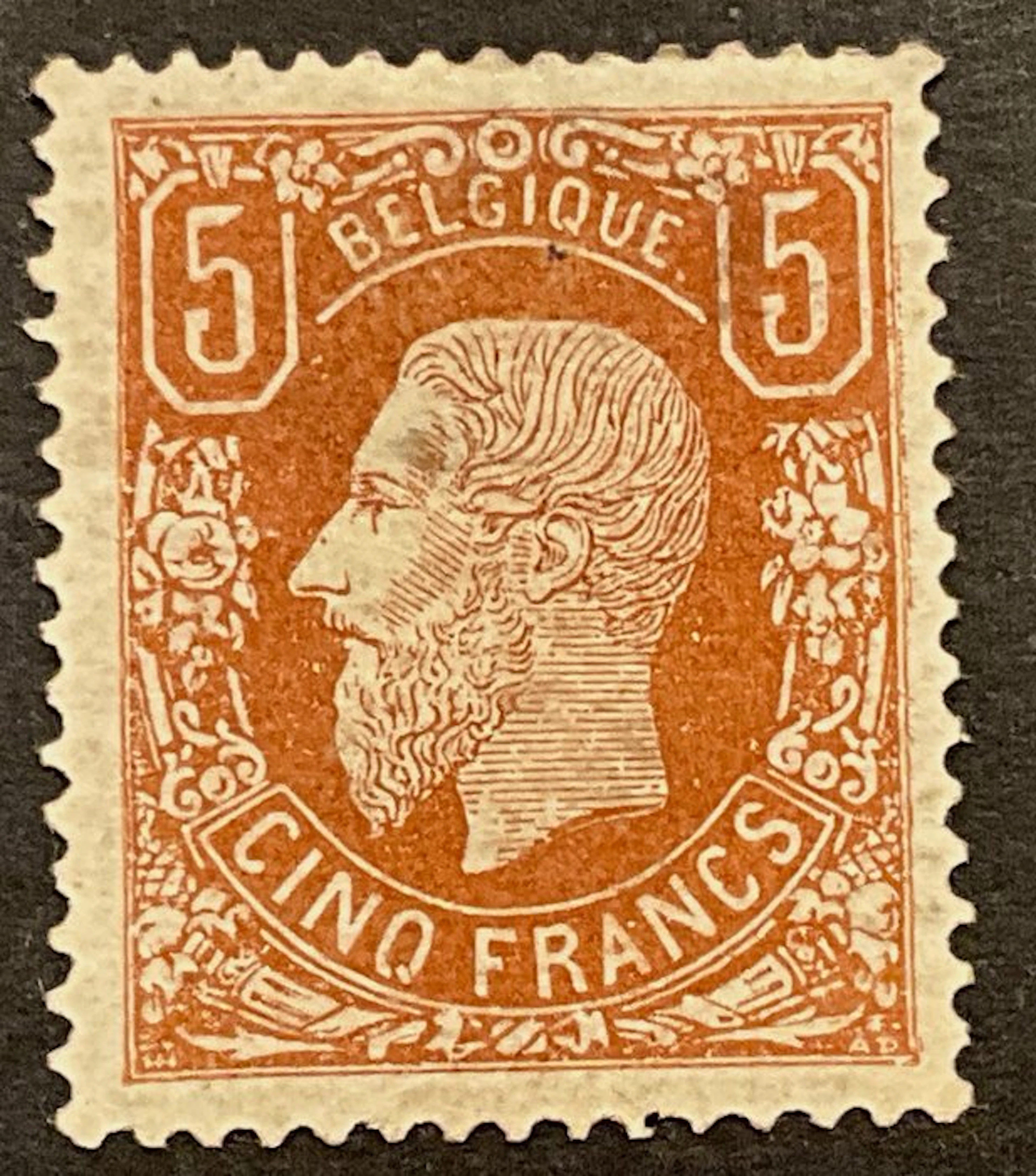 Belgium 1869/1883 - Leopold II - 5 Fr Light Brown - with...
