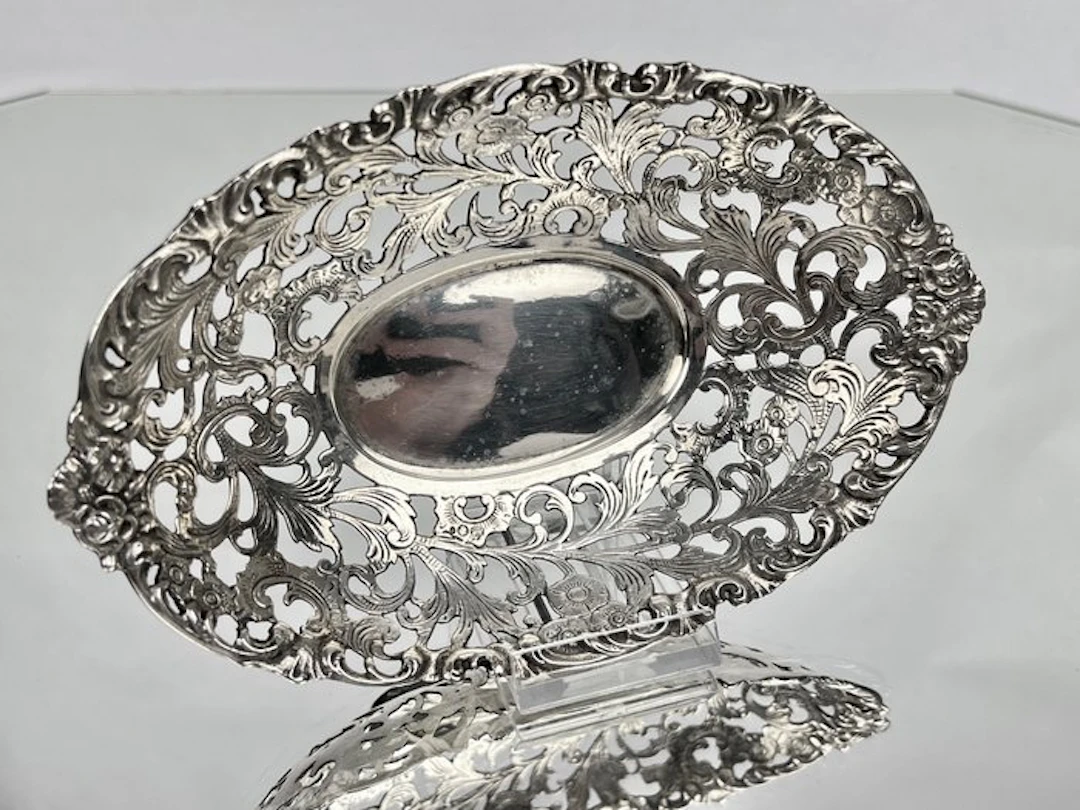 N2v - Basket - pierced and chased rococo-style decoration...
