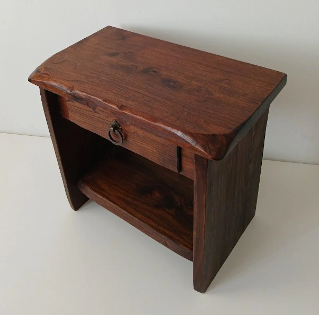 Nightstand - elm wood - Brutalist – 1950s
