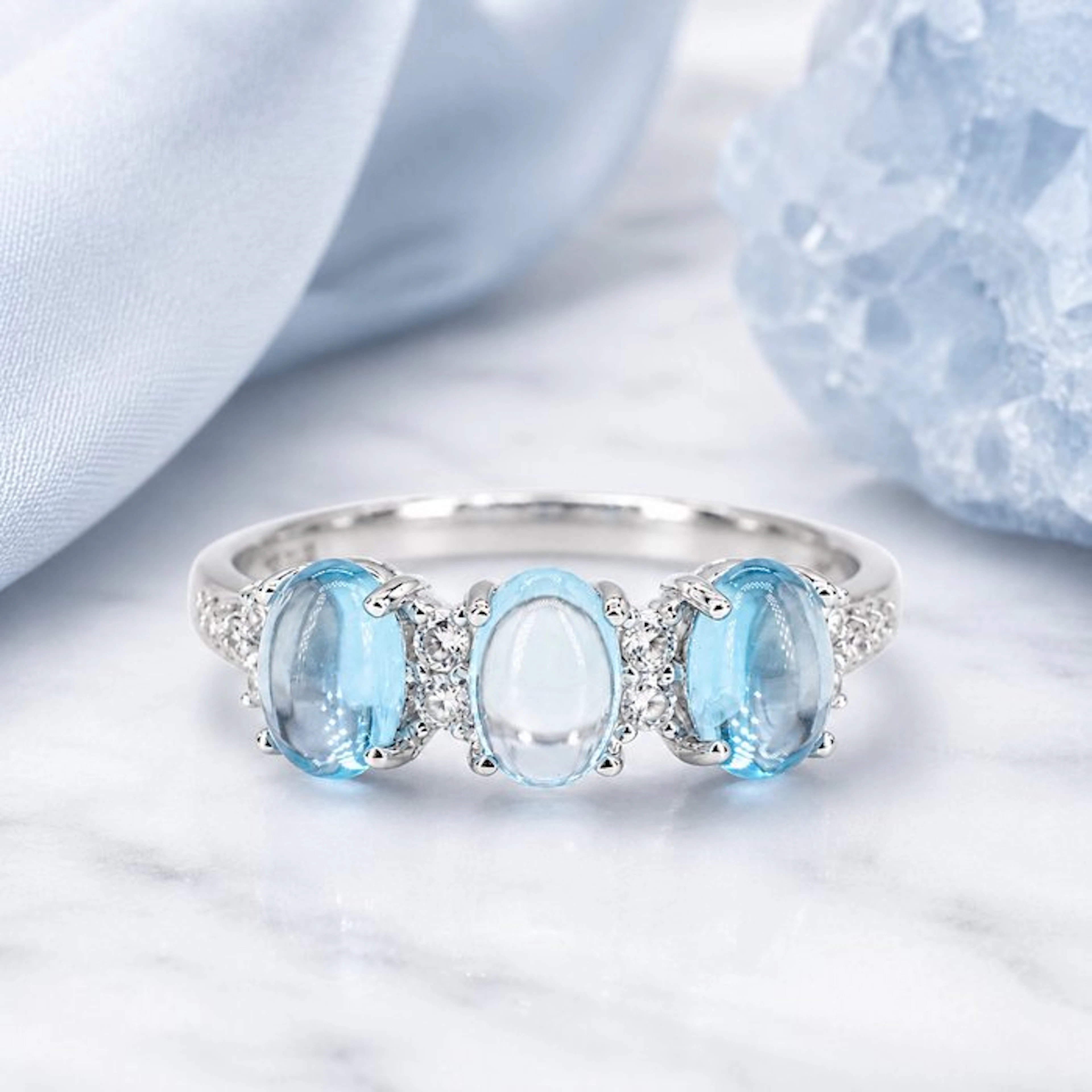 No reserve price - Ring Gold-plated Topaz - Diamond - 18K Gold Plated