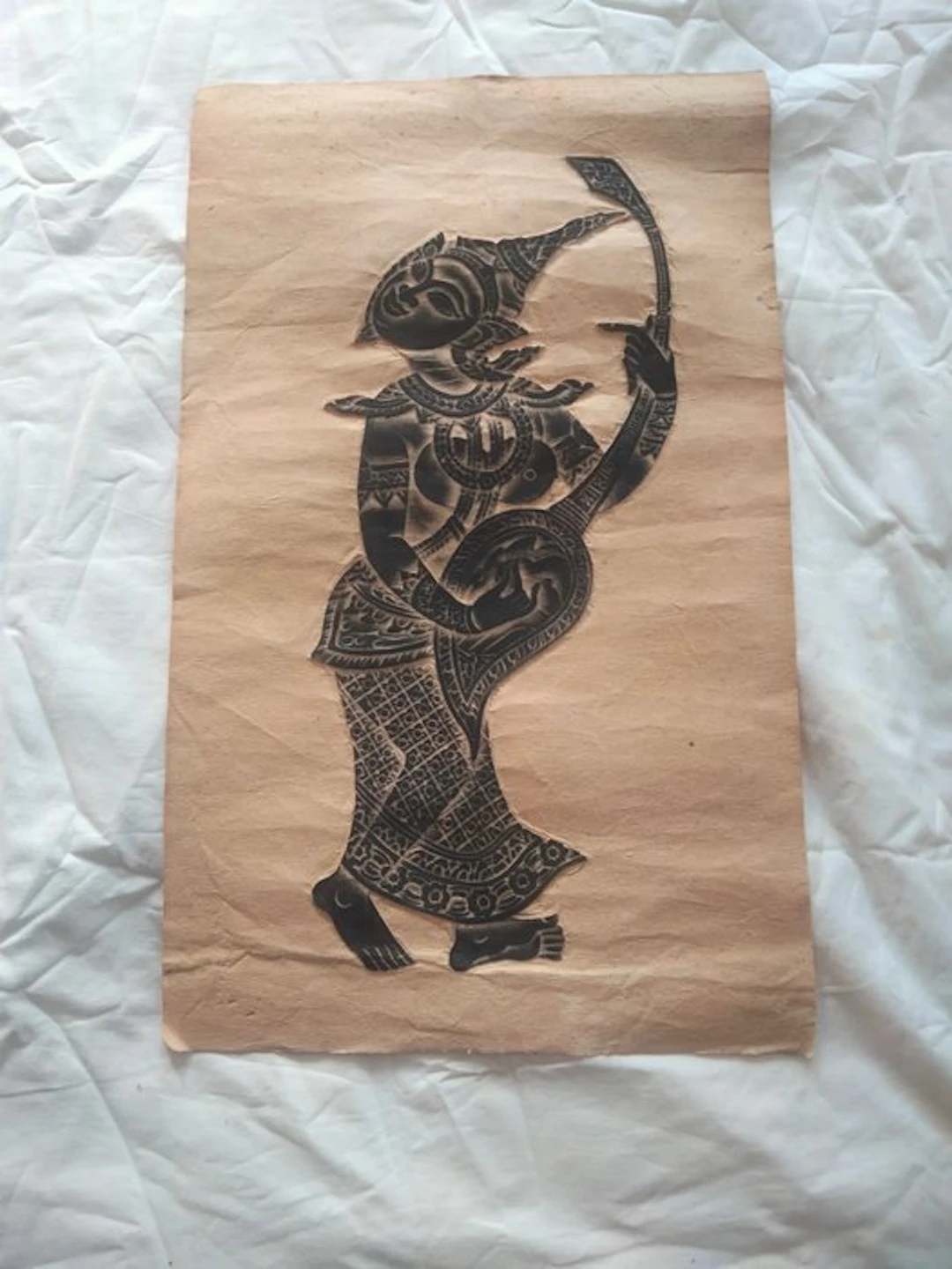 Female lute player - rice paper - Thailand - Second half of 20th century