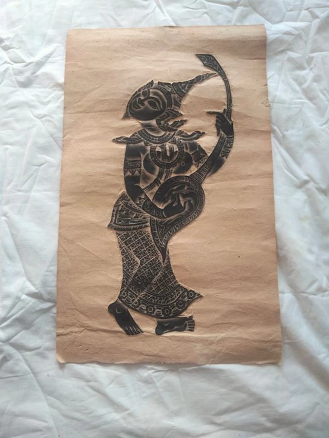 Female lute player - rice paper - Thailand - Second half of 20th century