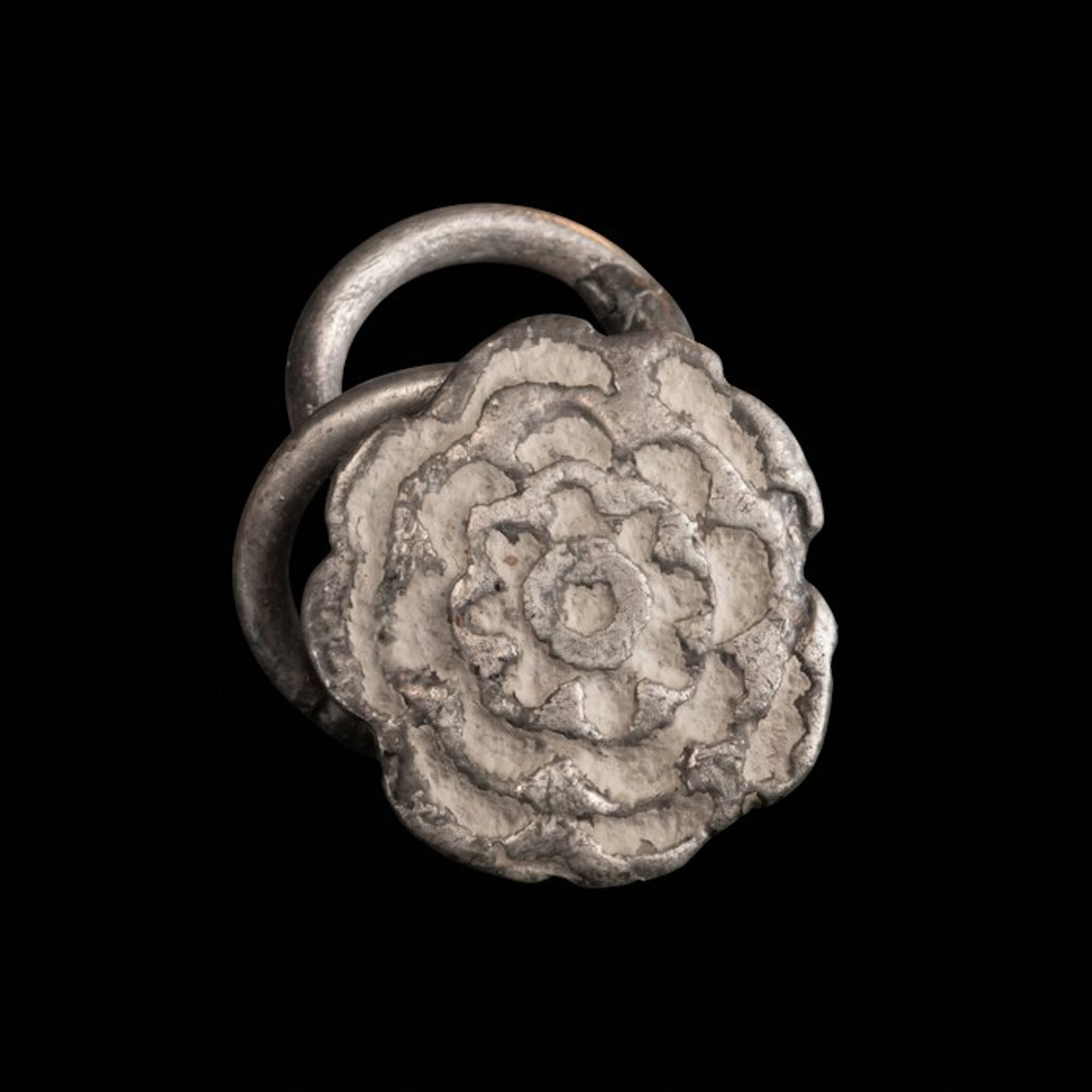 Medieval Silver Beatifull Floral Rosette Pendant —...