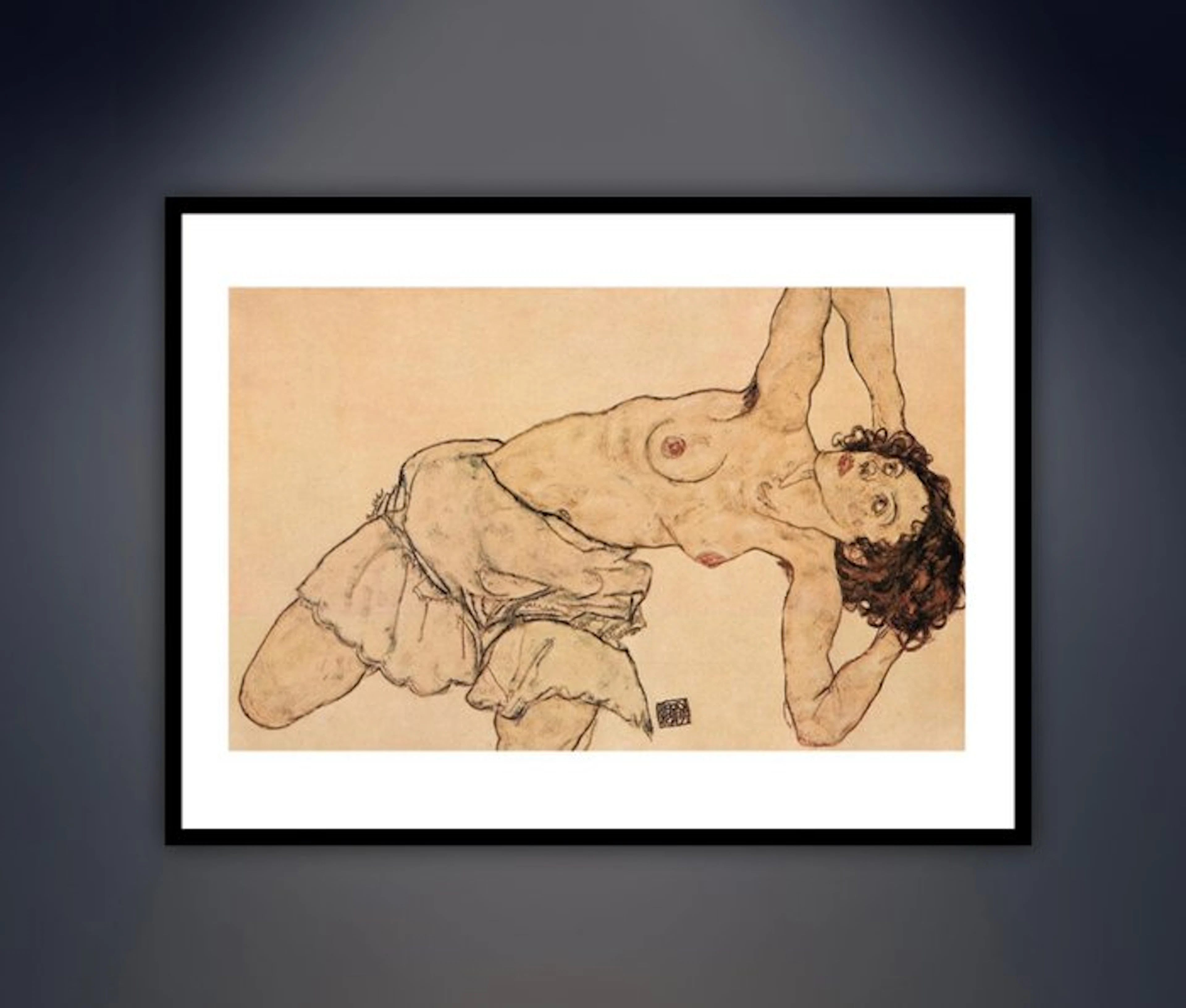 Egon Schiele - “Kneeling half-undressed woman
