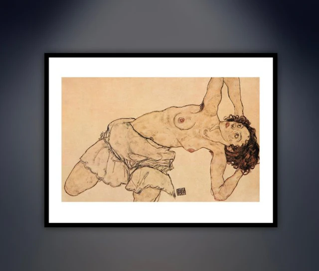 Egon Schiele - “Kneeling half-undressed woman
