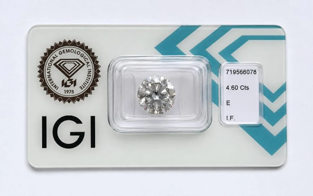 1 pcs Diamond (Natural) - 4.60 ct - Round - E - IF...