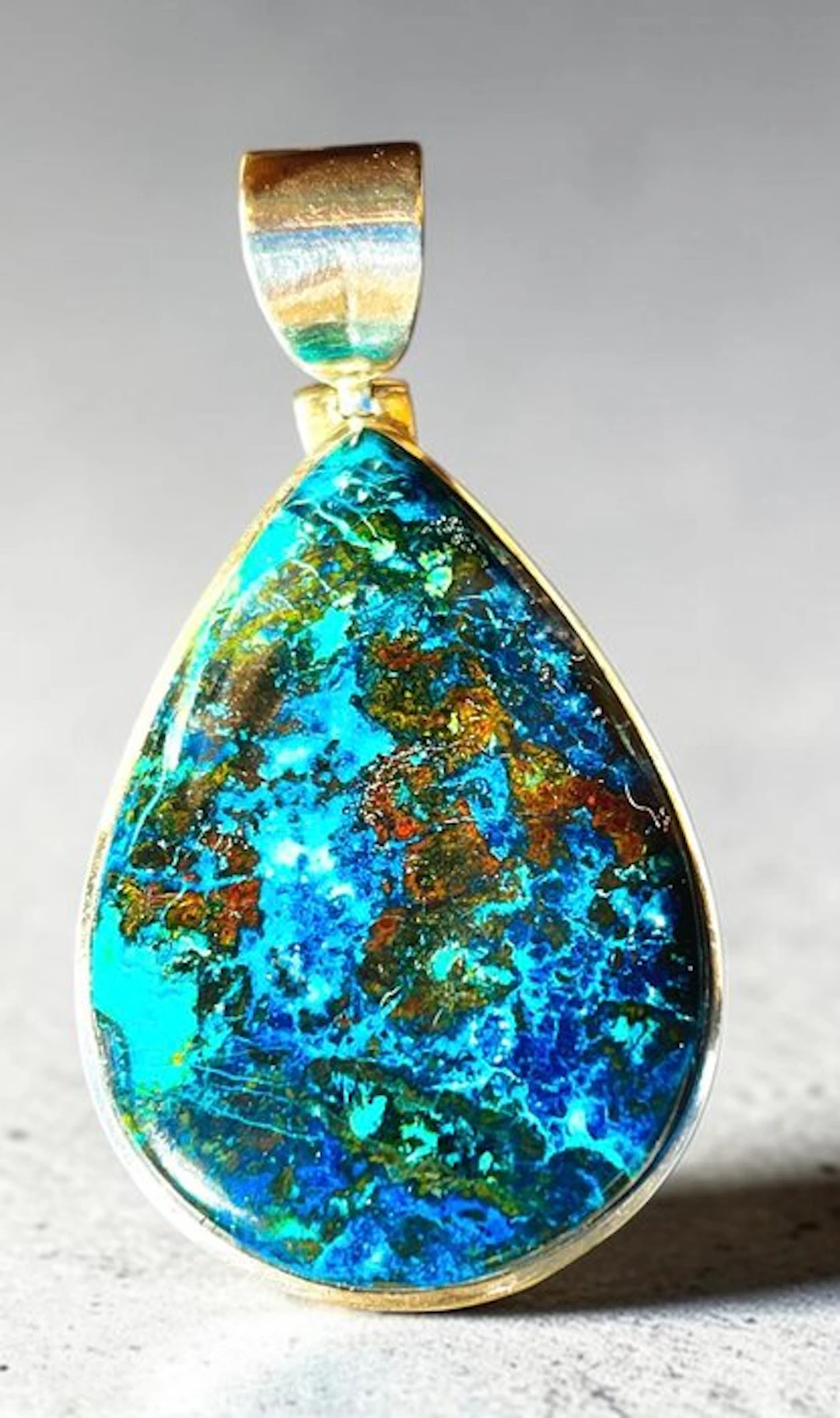 Shattuckite XL 925 silver Pendant - Height: 5 cm - Width: 3 cm- 26.7 g - (1)