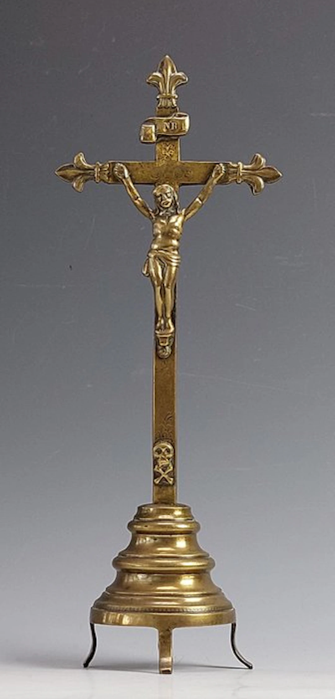 Crucifix - Brass - 1700-1750 - Altar cross - 35 cm