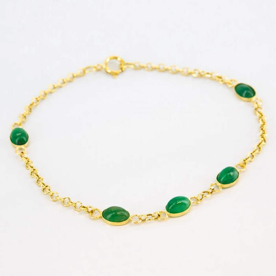 Bracelet - 18 kt. Yellow gold Emerald
