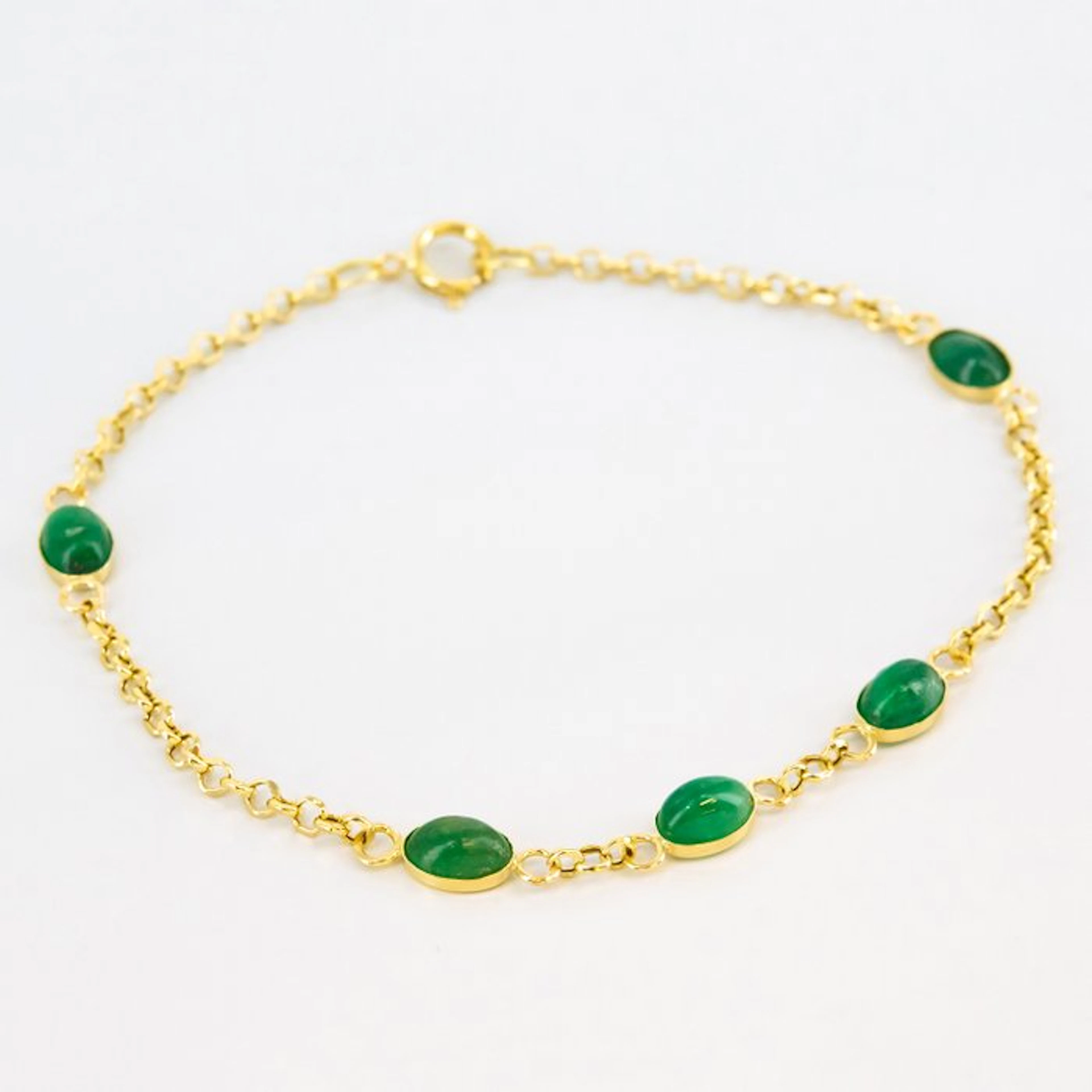 Bracelet - 18 kt. Yellow gold Emerald