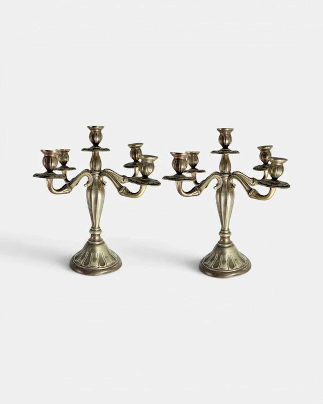 Candelabrum (2) - Silver plated brass - Five Arms