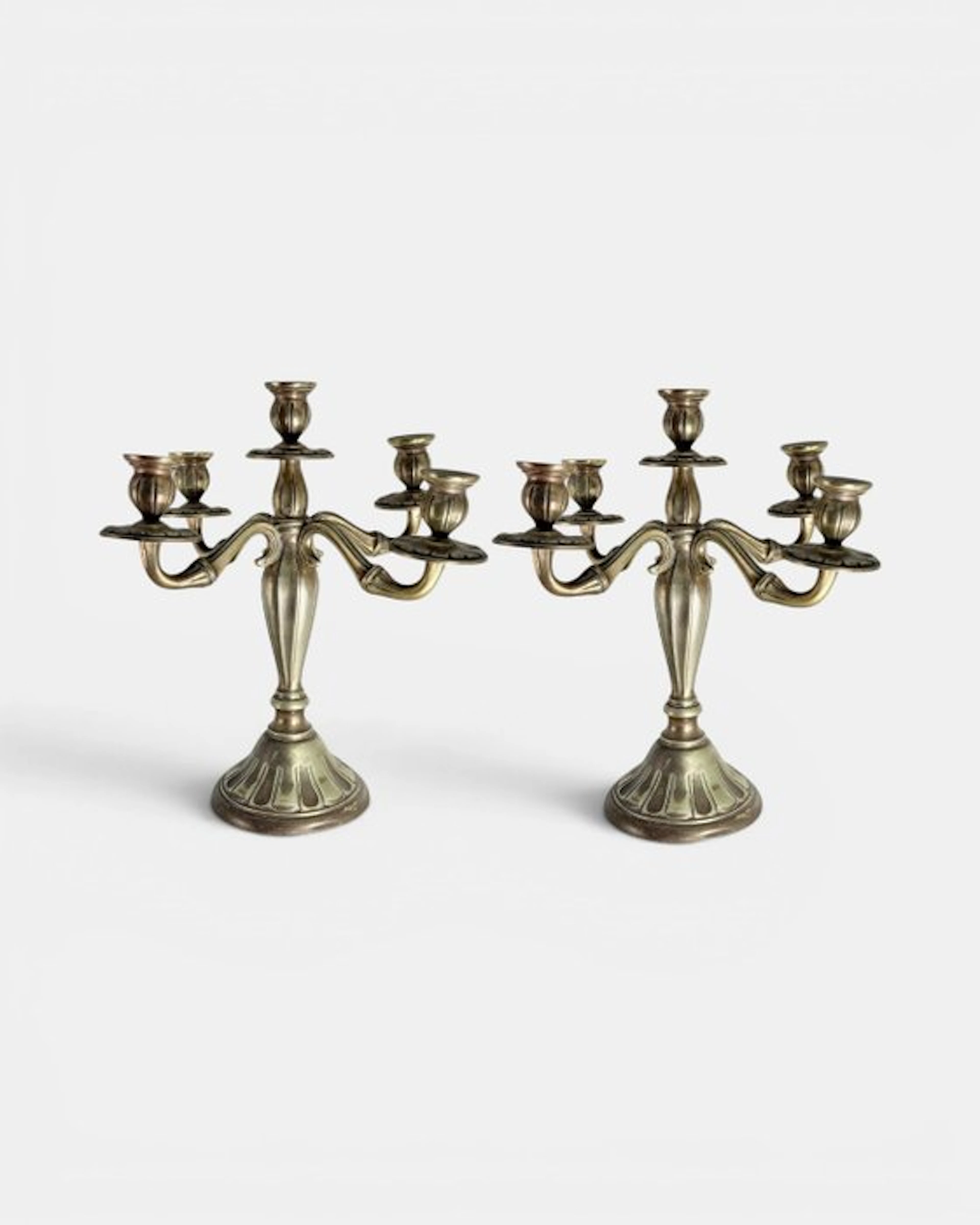 Candelabrum (2) - Silver plated brass - Five Arms