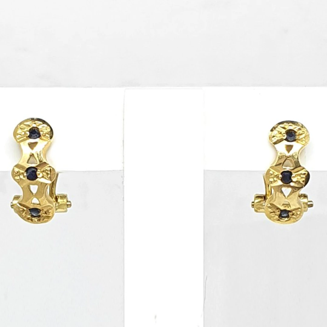 2 piece jewellery set - 18 kt. Yellow gold - 0.06ct. tw. Sapphire