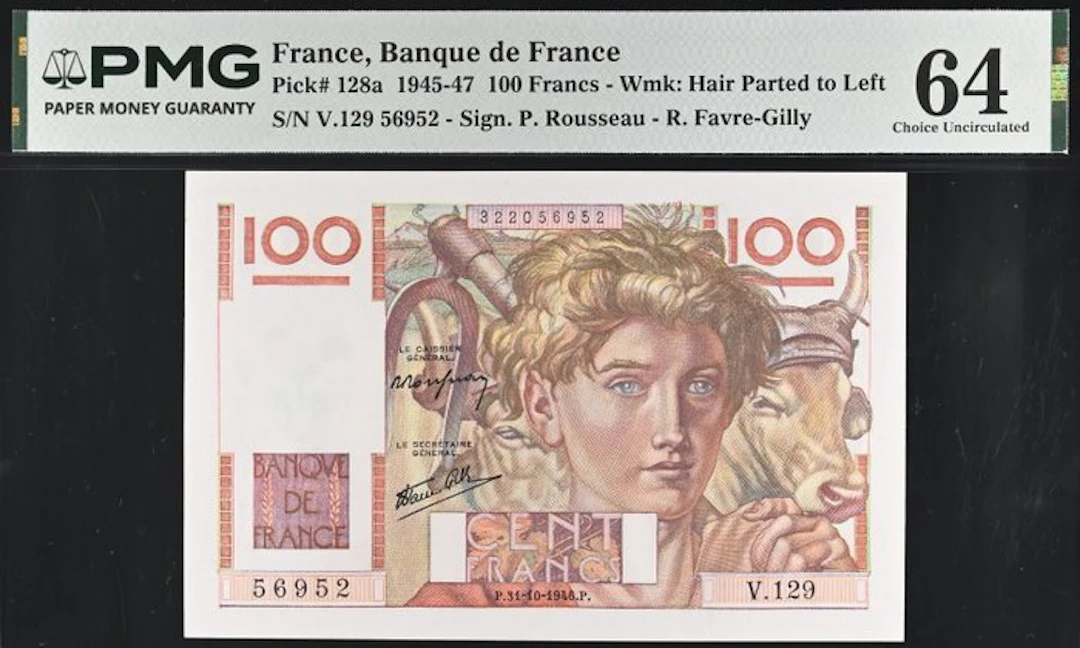 France. - 100 Francs - 1946 - PMG 64 - Pick 128a (No reserve price)