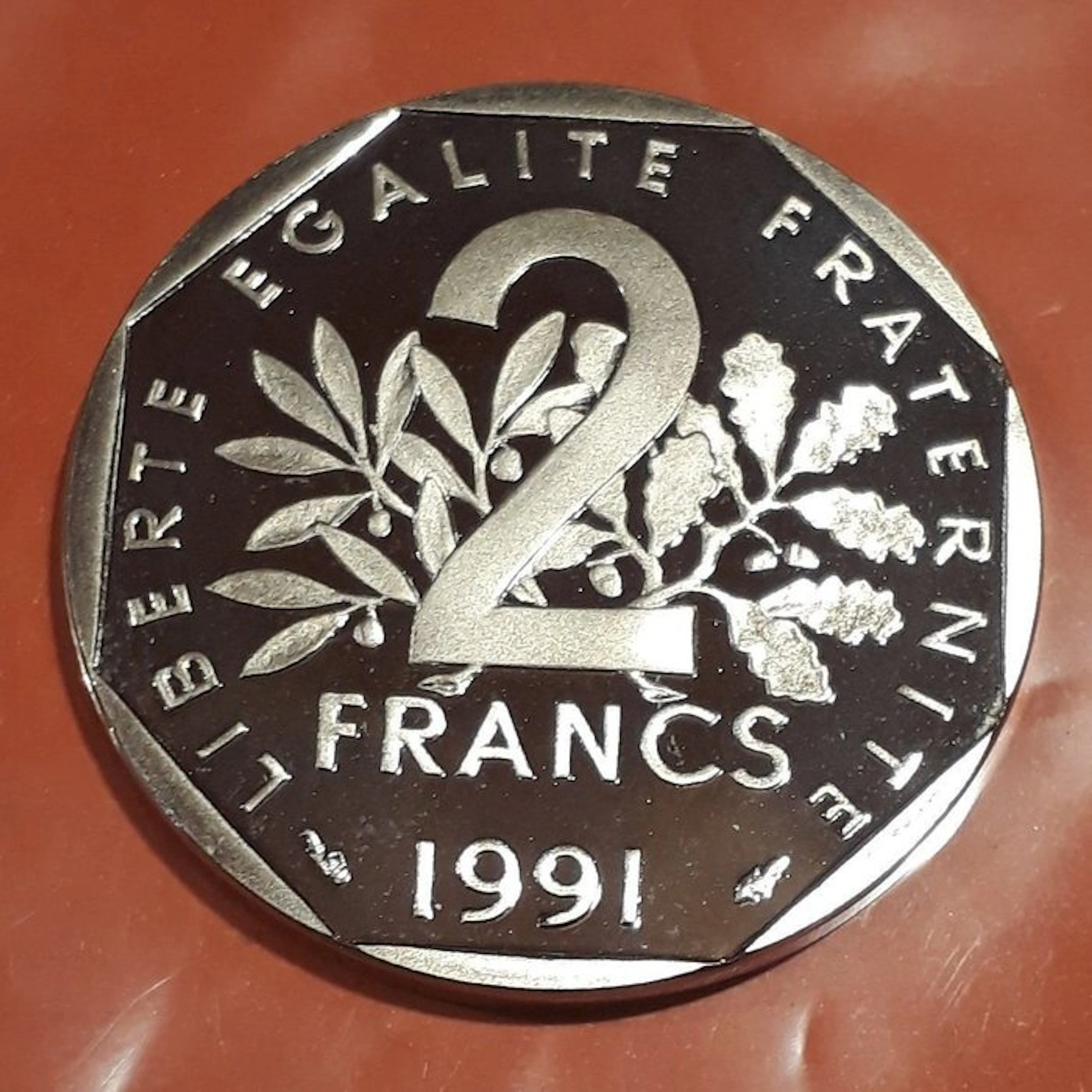 France. 2 Francs 1991 Semeuse. BE (Proof) (No reserve price)