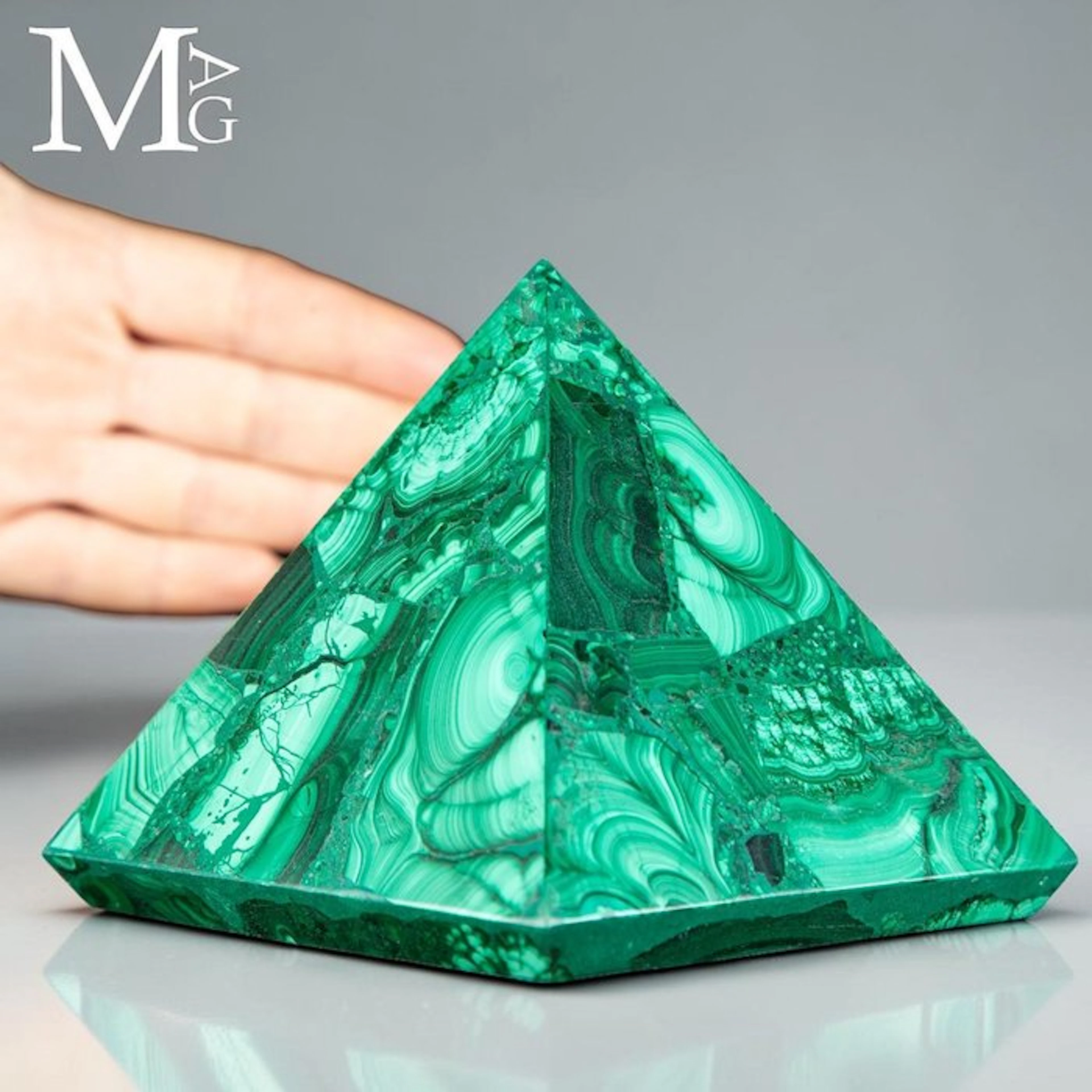 Vibrant Green Malachite with Concentric Banding Artisanal...