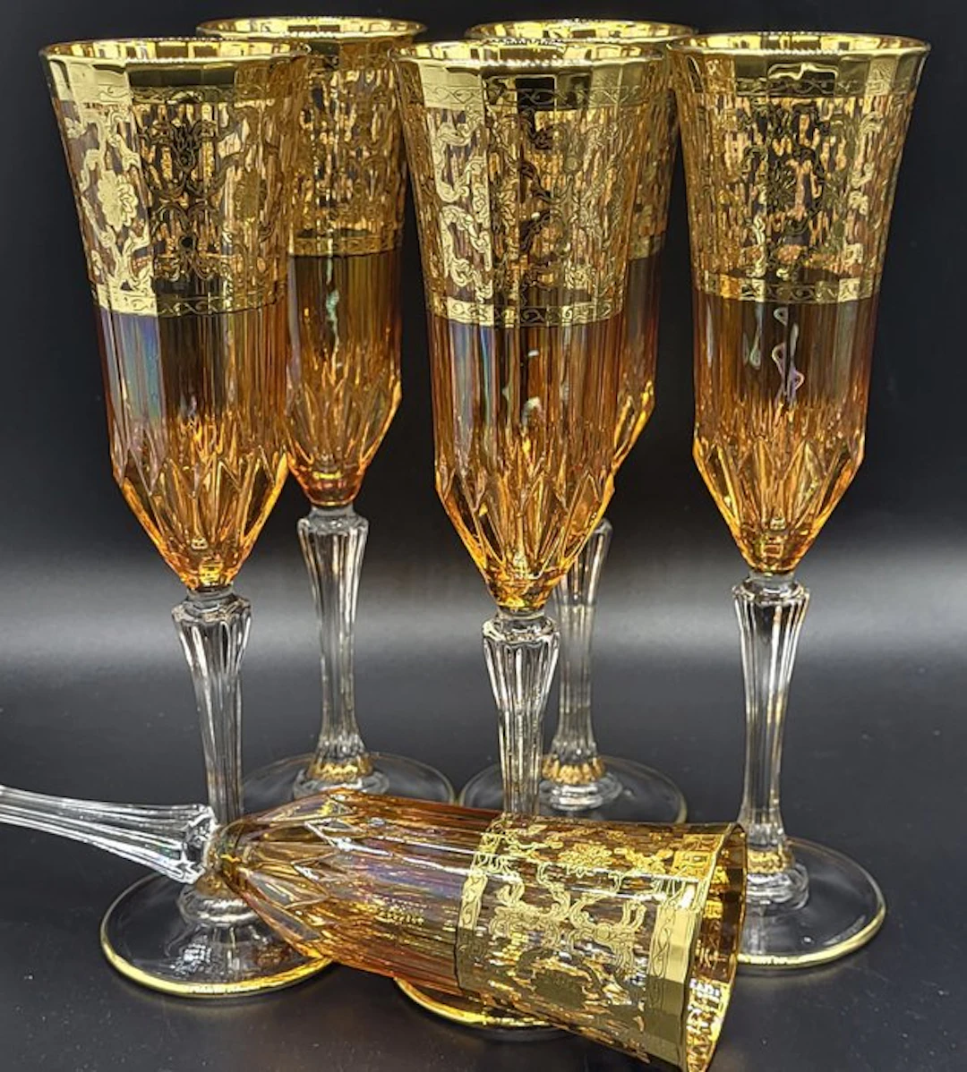 ISMIE LUX - Drinking service (6) - luxury amber jewels in gold - Crystal