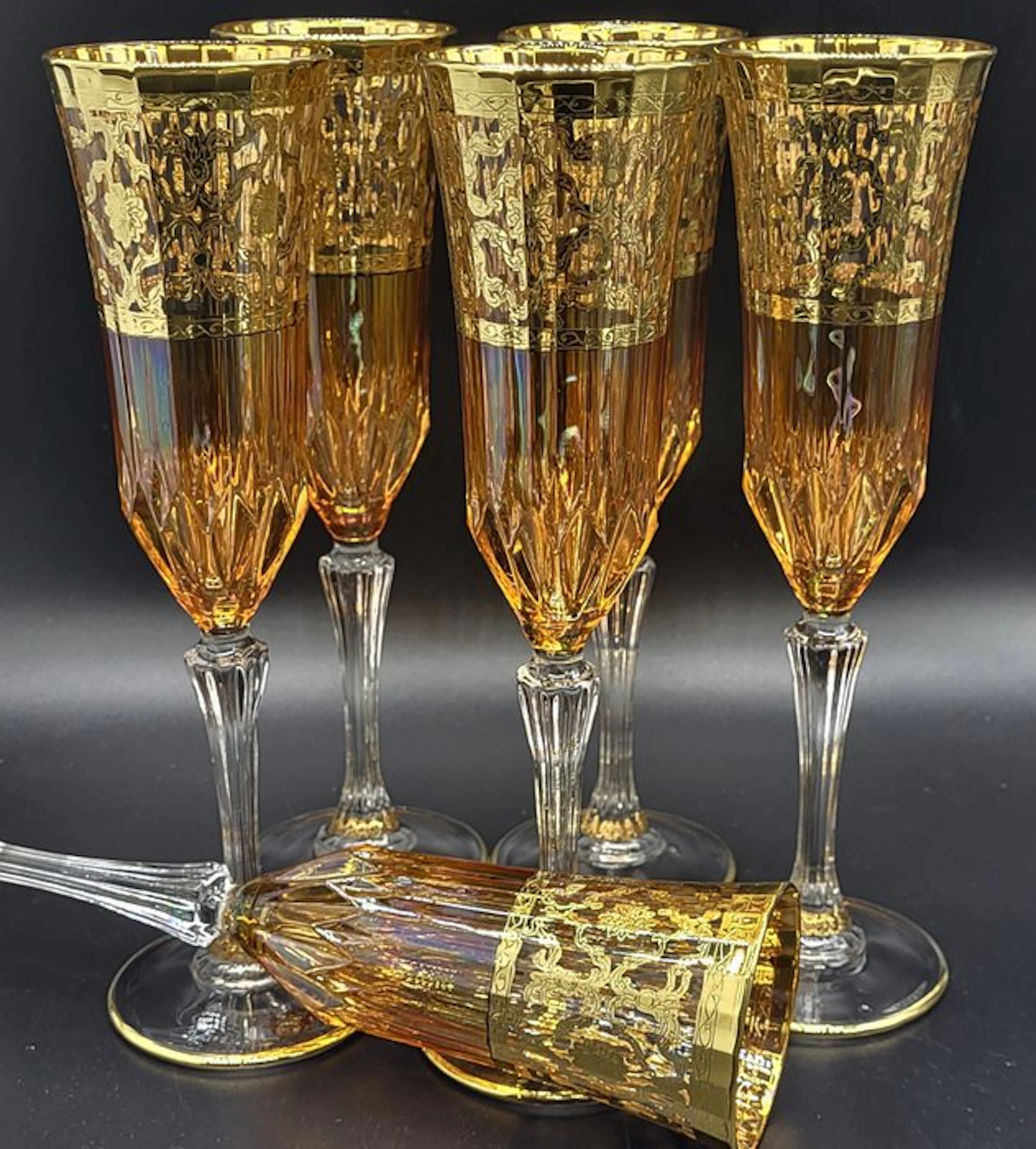 ISMIE LUX - Drinking service (6) - luxury amber jewels in gold - Crystal