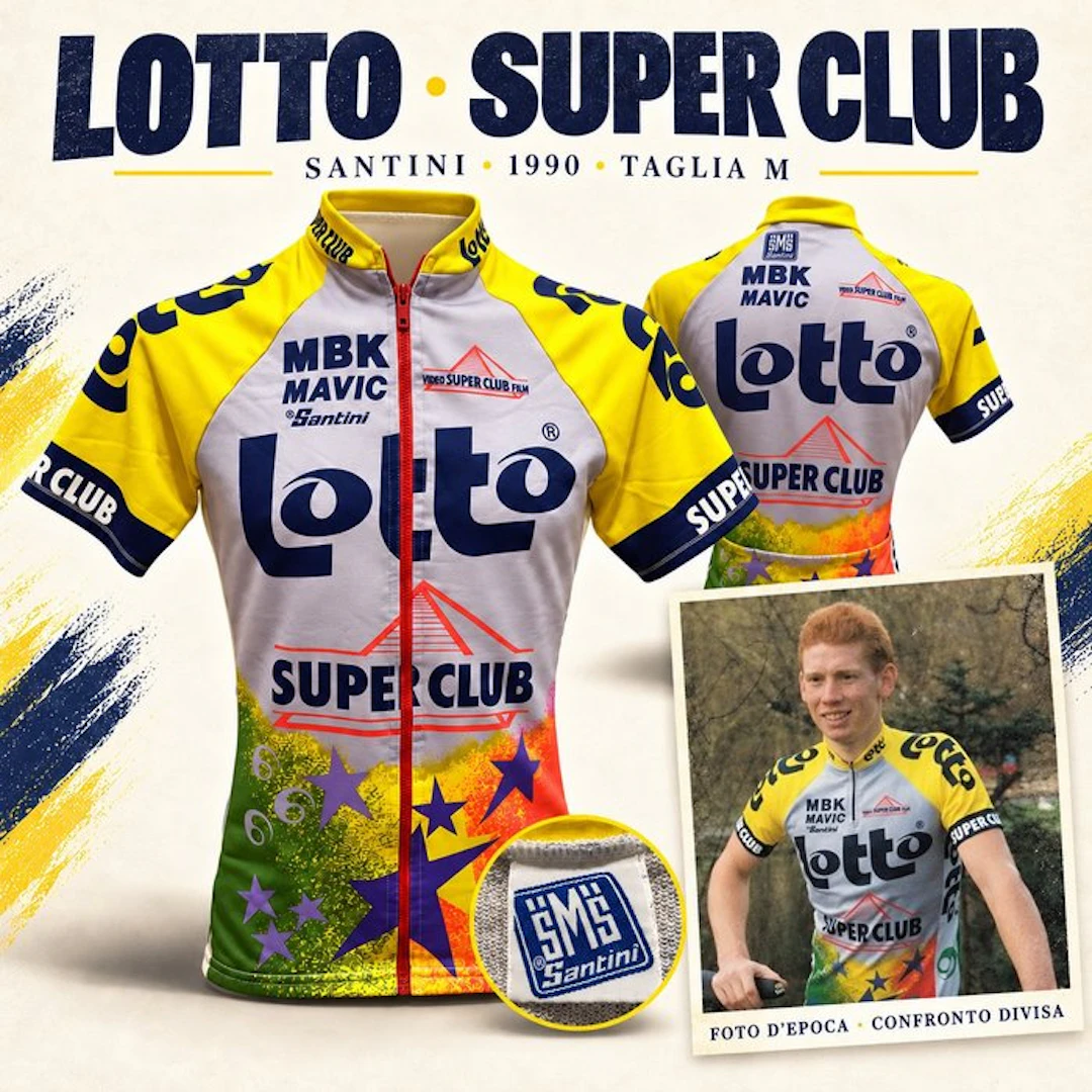 Lotto–Super Club 1990 – Maglia ciclismo Santini Made in...