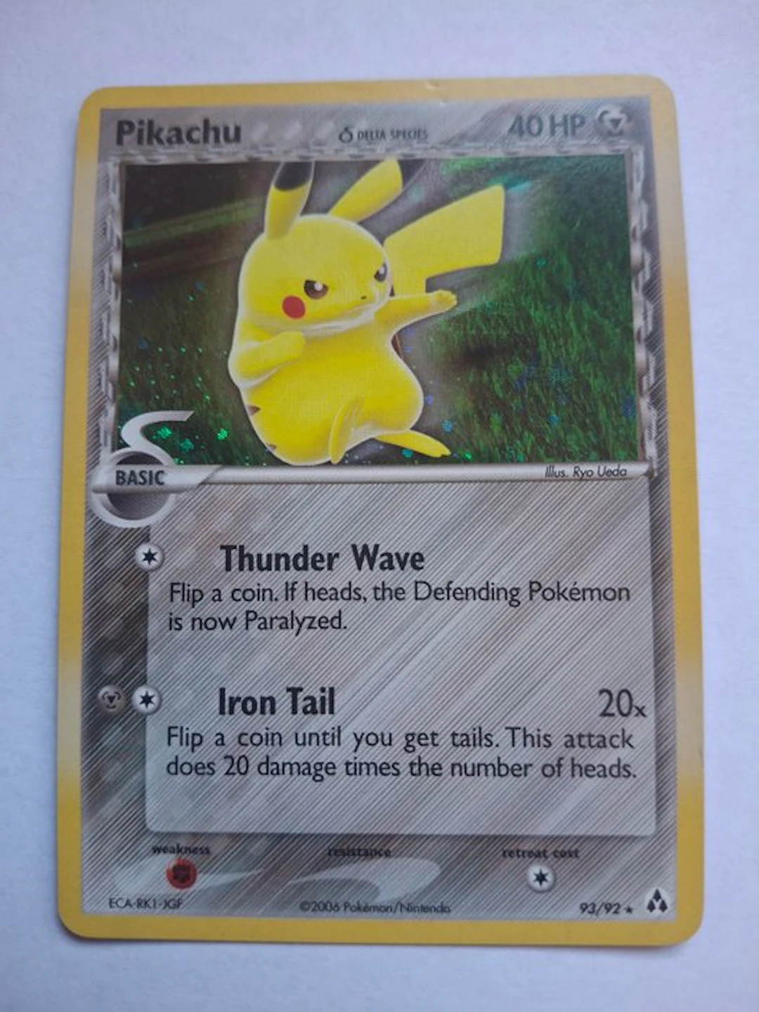 Pokémon - 1 Card - Pikachu 93/92 Foil, Promo card - EX