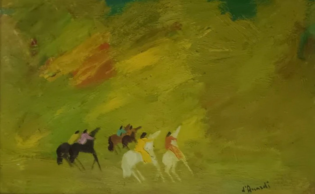 Gian Rodolfo D'accardi (1906-1993) - Cavalcata in paesaggio boschivo