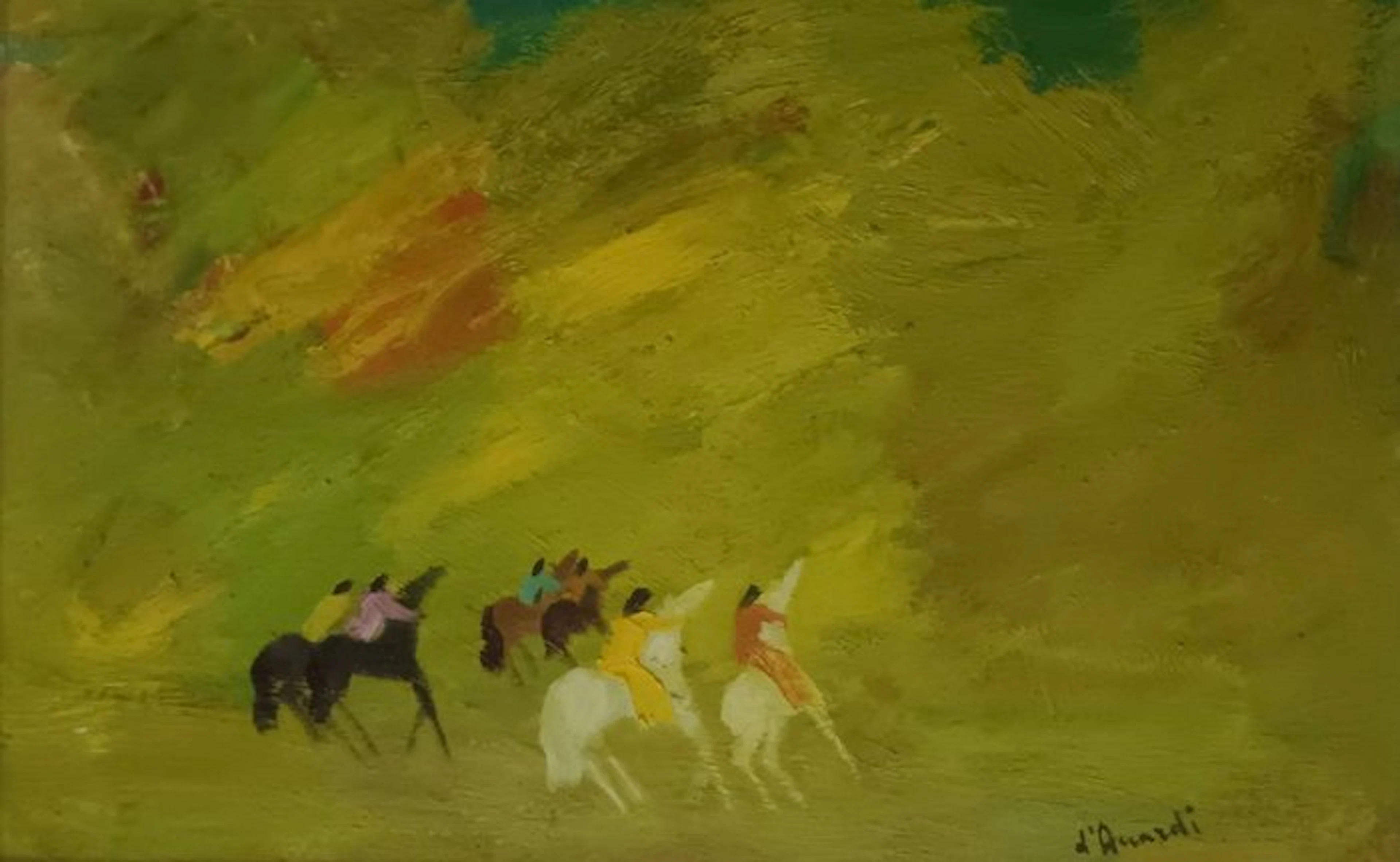 Gian Rodolfo D'accardi (1906-1993) - Cavalcata in paesaggio boschivo