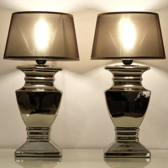 Table lamp (2) - Set of Large Impressive Table Lamps / Castle Lamps - Ceramic