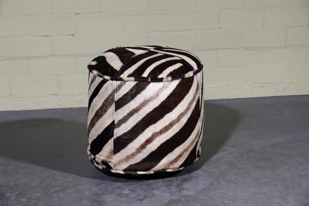 Pouffe - Zebra Skin - Africa Safari Vibe