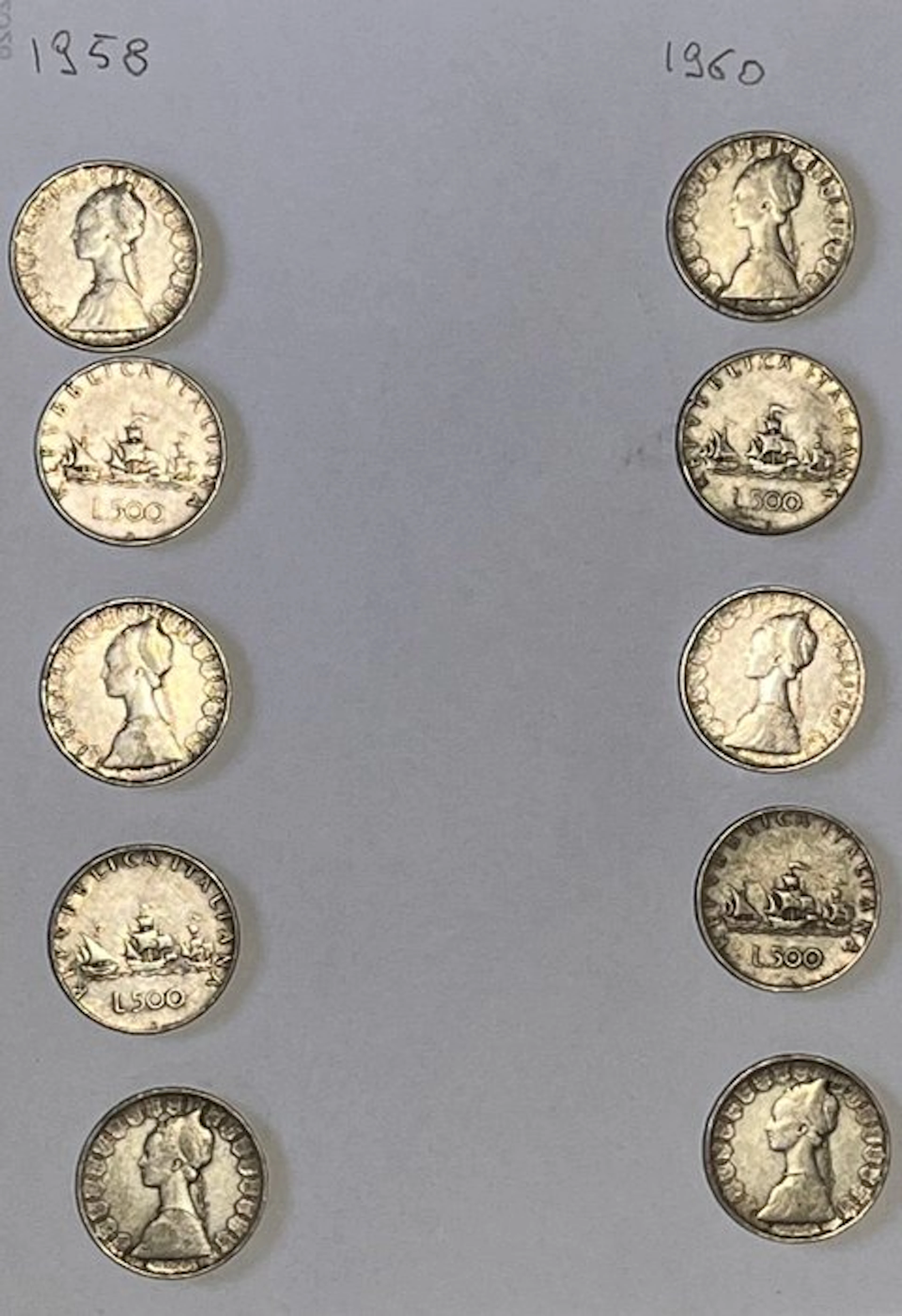 Italy, Republic 500 Lire argento (10 monete) (No reserve price)