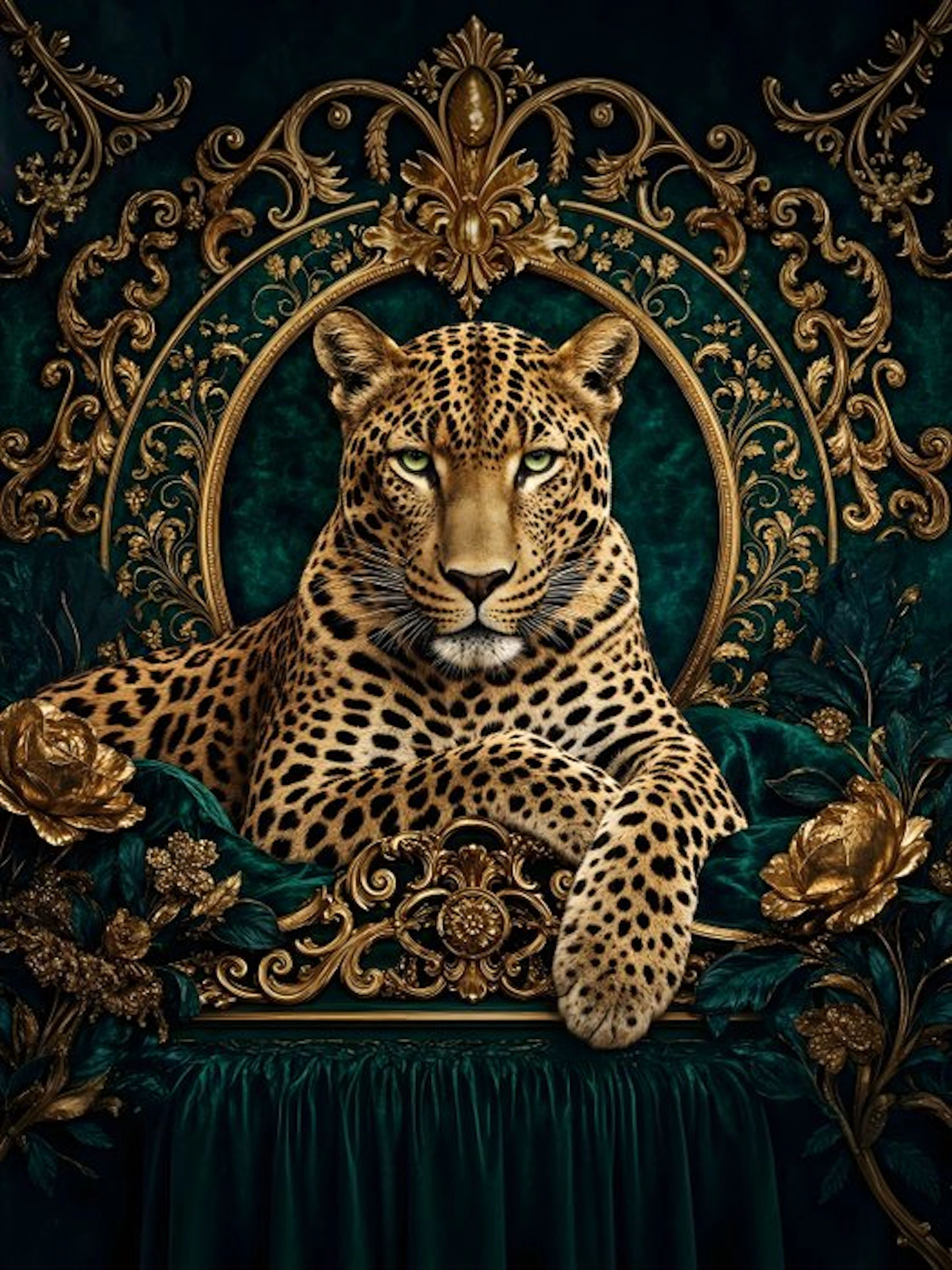 daveY - MODERN REGENCY LEOPARD - "ROYAL EMERALD"