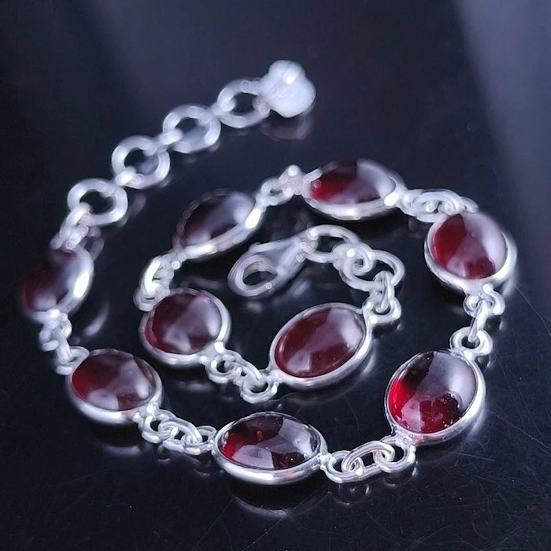 Garnet - Silver - Bracelet - Sterling silver