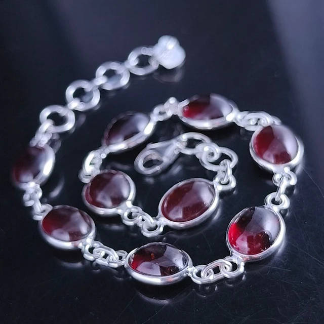 Garnet - Silver - Bracelet - Sterling silver