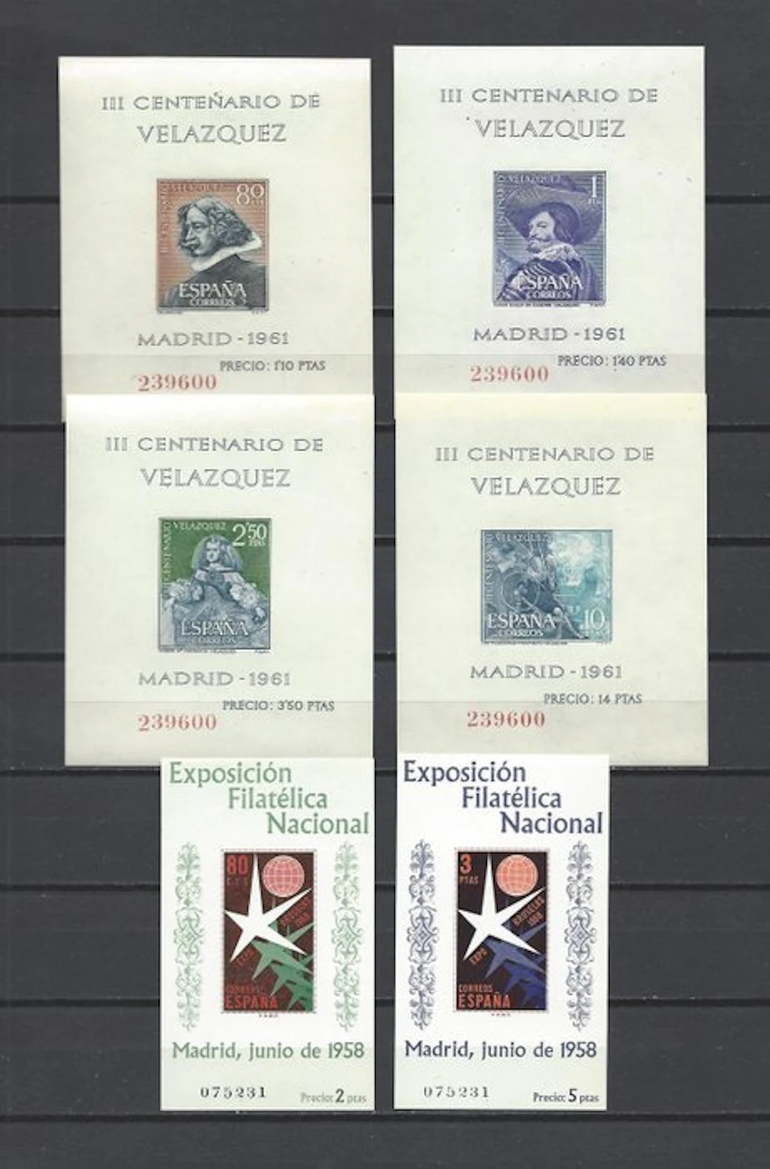 Spain 1958/1961 - Brussels+Velázquez-same numbering