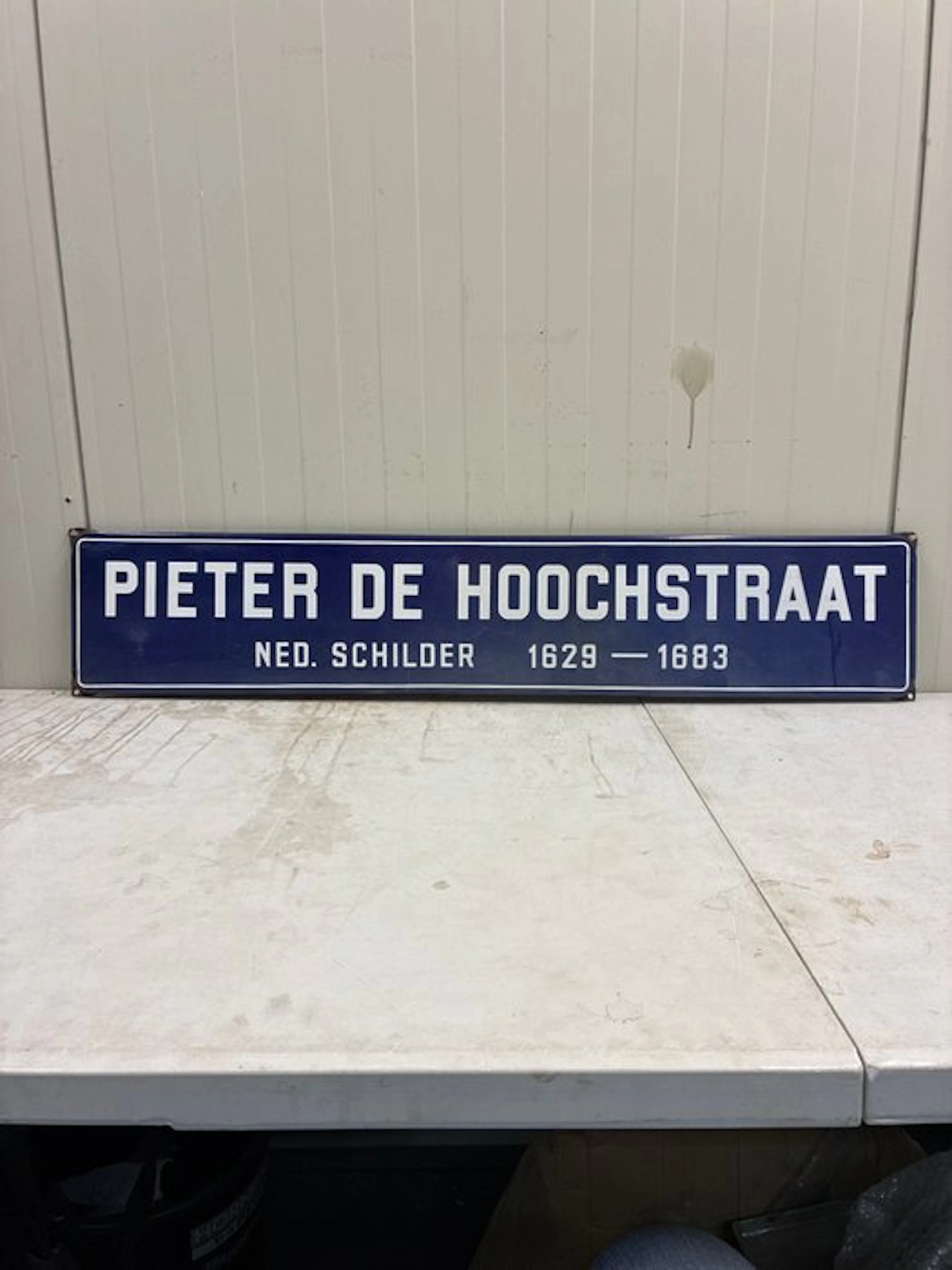 Vintage enamel street name sign – Pieter de Hoochstraat –...