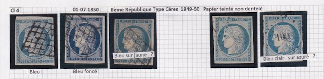 France - collection de l'emission non dentelé - Yvert n°4 à 17B