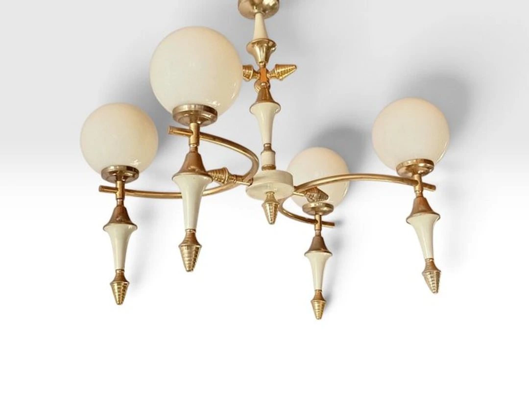 Hanging lamp - lacquered metal, crystal