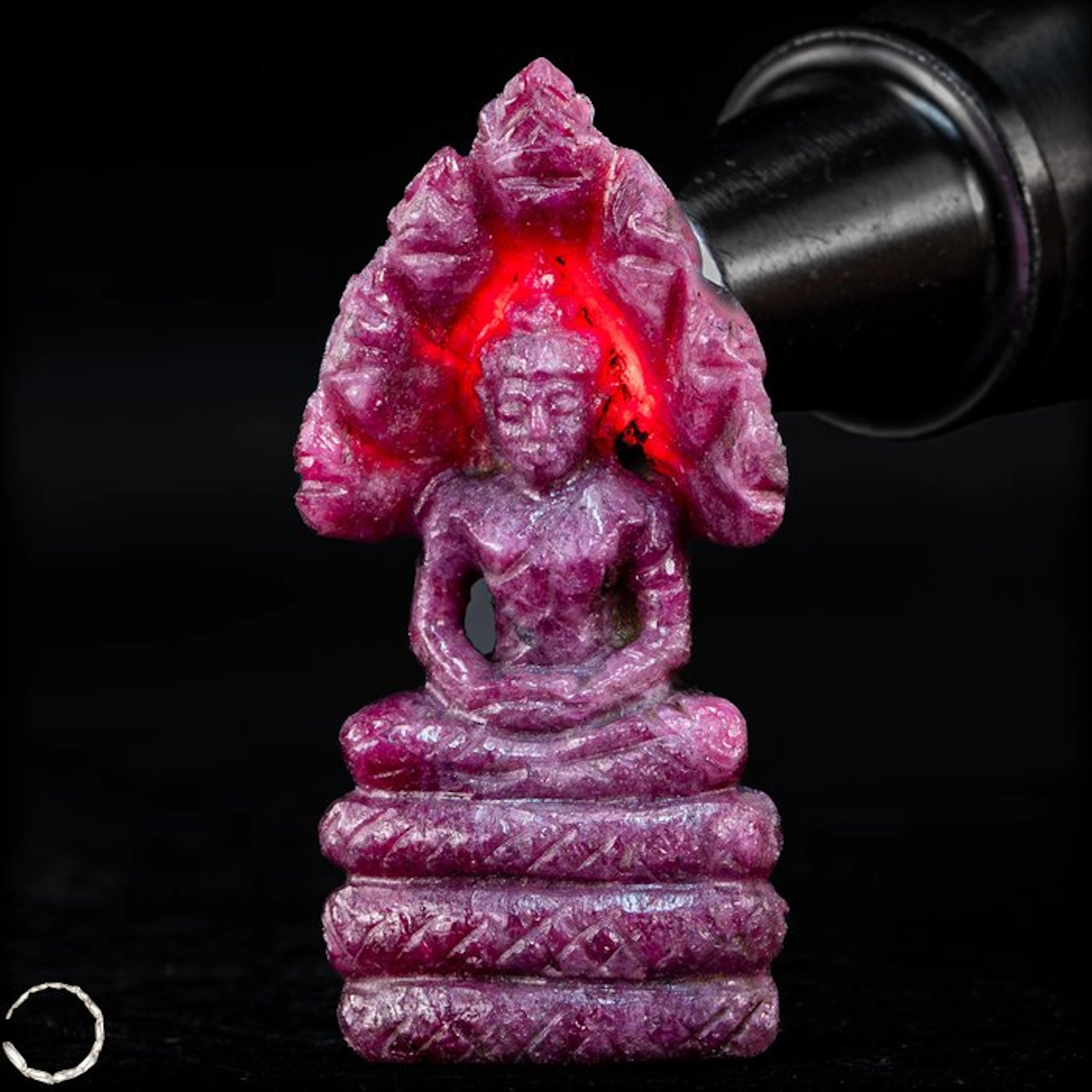 Natural ruby – Buddha with Naga snake – hand-carved...
