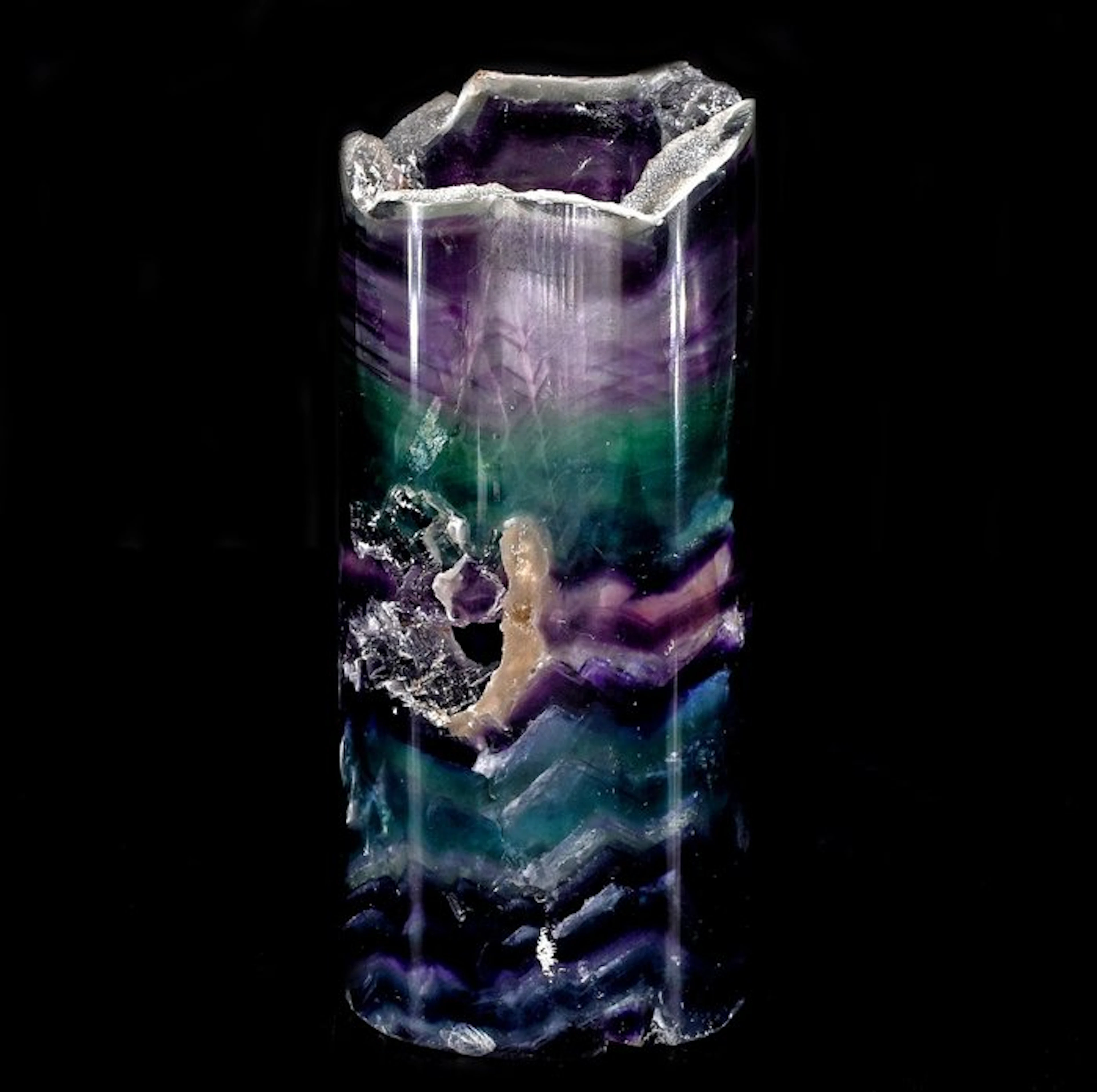 First quality rainbow Fluorite lamp - Height: 10.9 cm - Width: 4.9 cm- 367 g