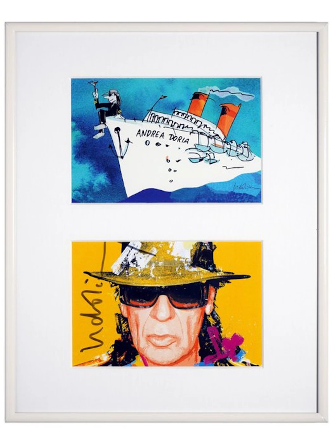 Udo Lindenberg (1946) - Collage - Andrea Doria & Udopium - signiert- gerahmt