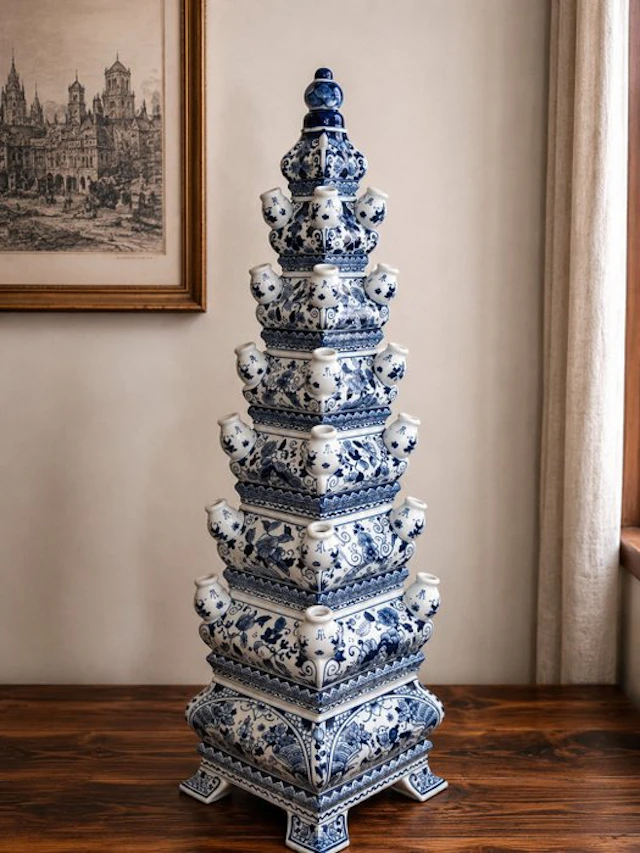 Vase - Delft Blue - Earthenware - XXL Tulip Vase 80 cm