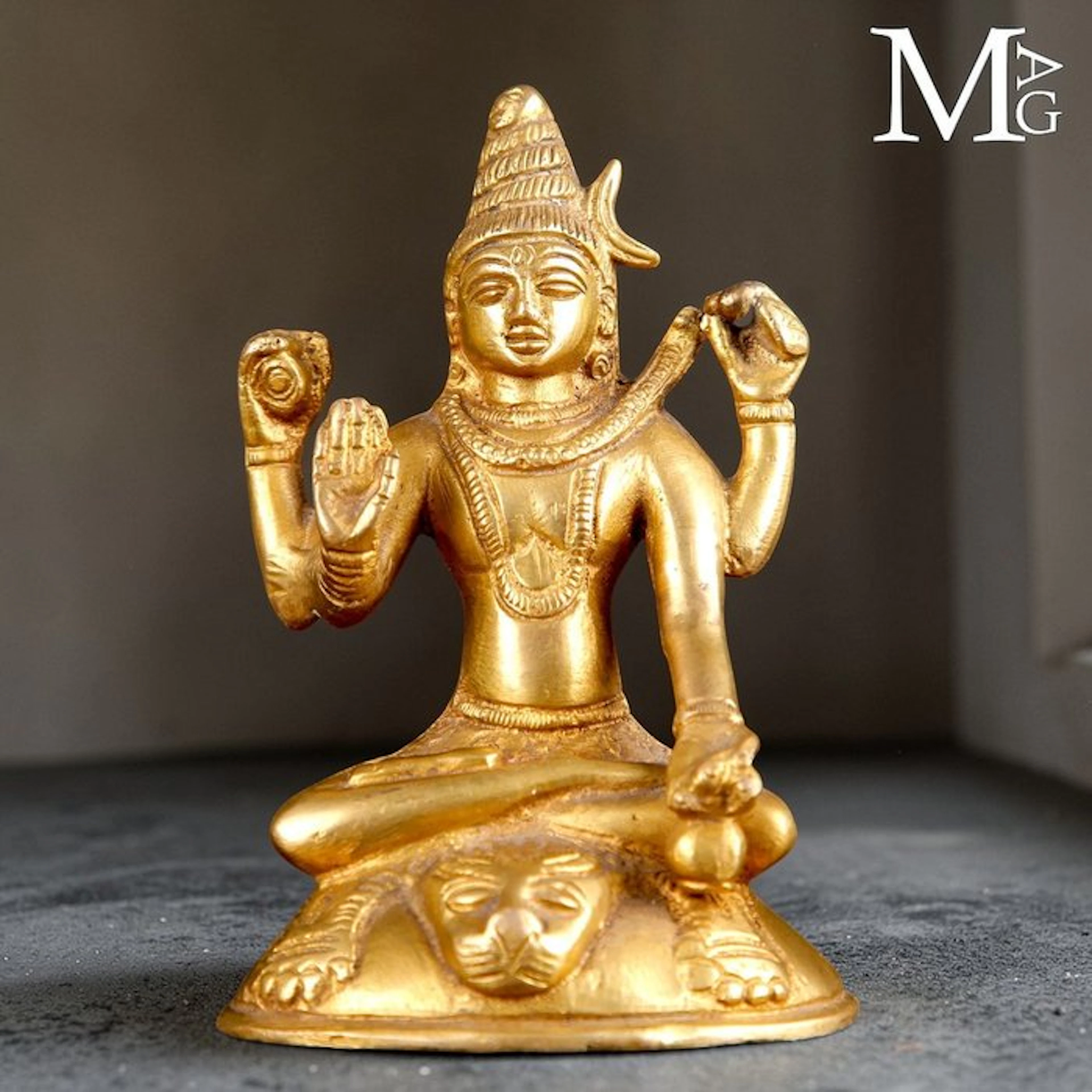 Artisanal Brass Sculpture - Intricate Lost-Wax Cast Figurine of Deity Shiva