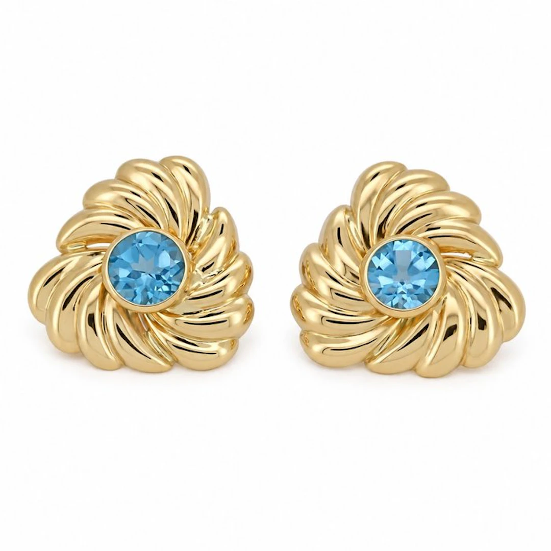 Earrings - 18 kt. Yellow gold - 1.80ct. tw. Topaz - Made in Italy - Handmade