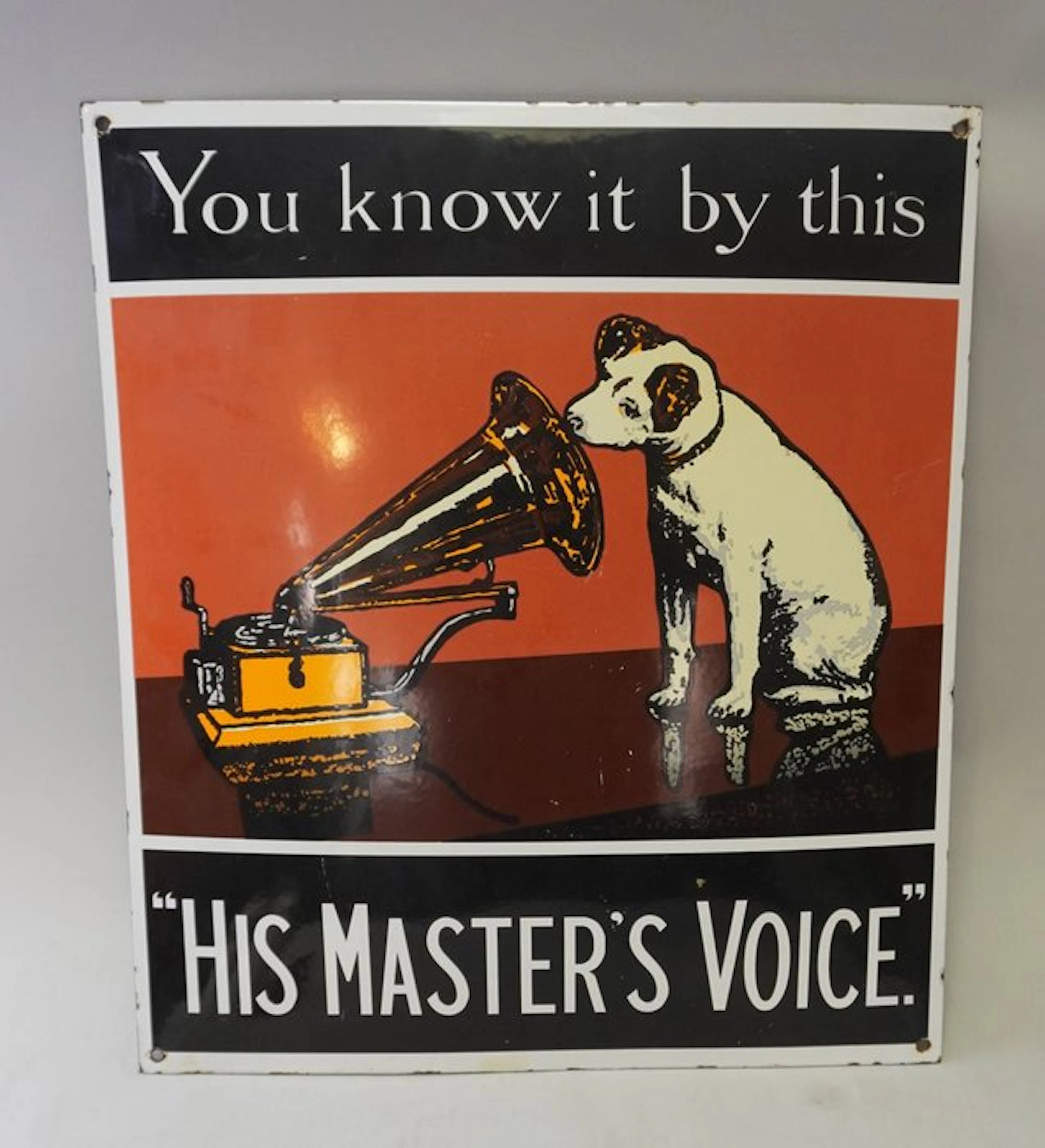 His Masters Voice - Large enamel sign Gramophone