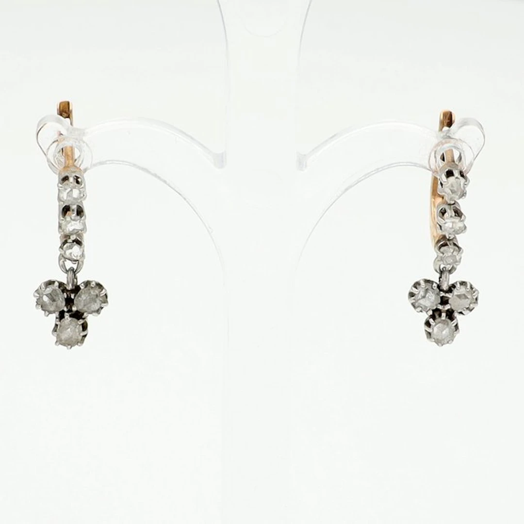 Earrings - 14 kt. Yellow gold, White gold Diamond (Natural)