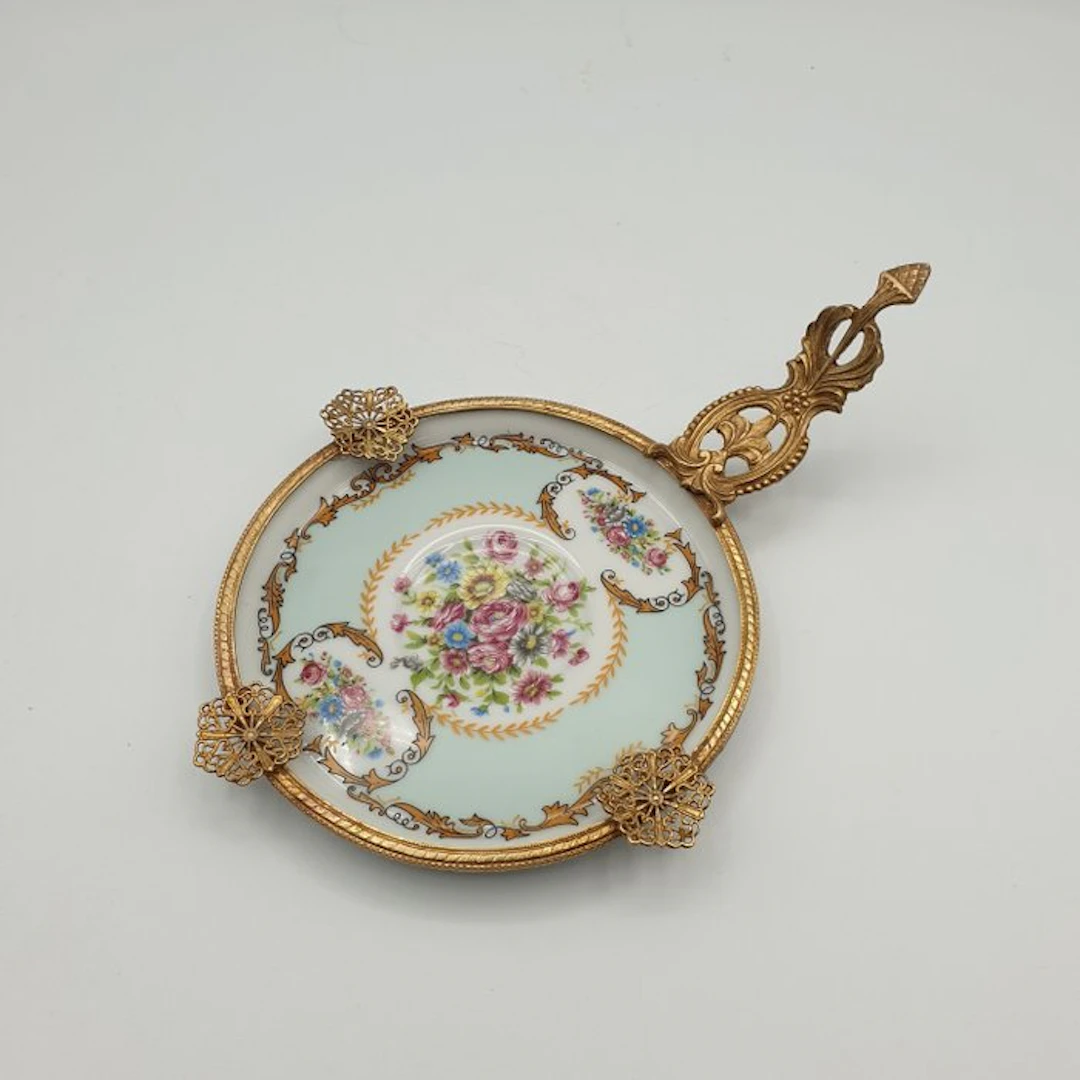 Posacenere in porcellana e metallo dorato - Ashtray - Limoges
