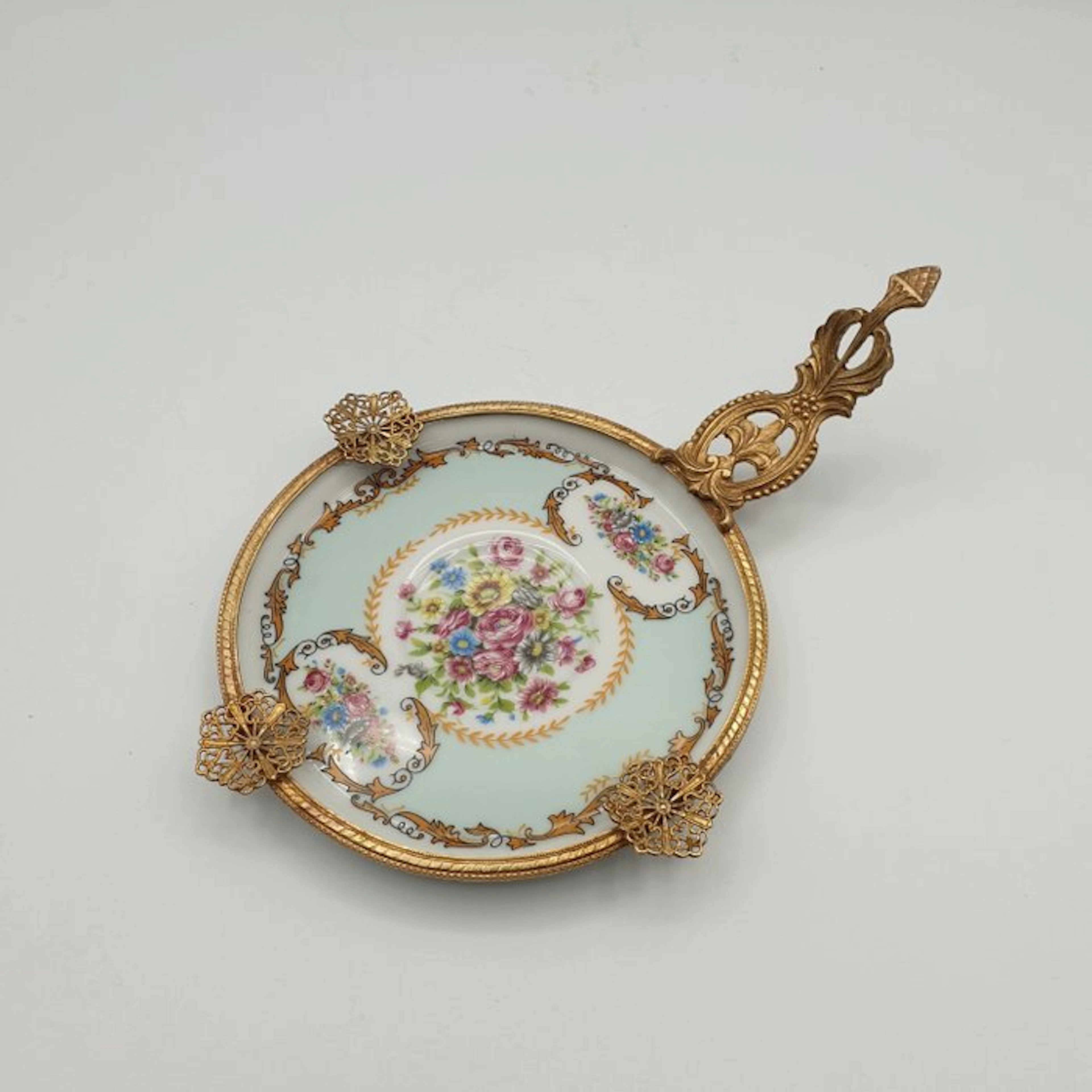 Posacenere in porcellana e metallo dorato - Ashtray - Limoges