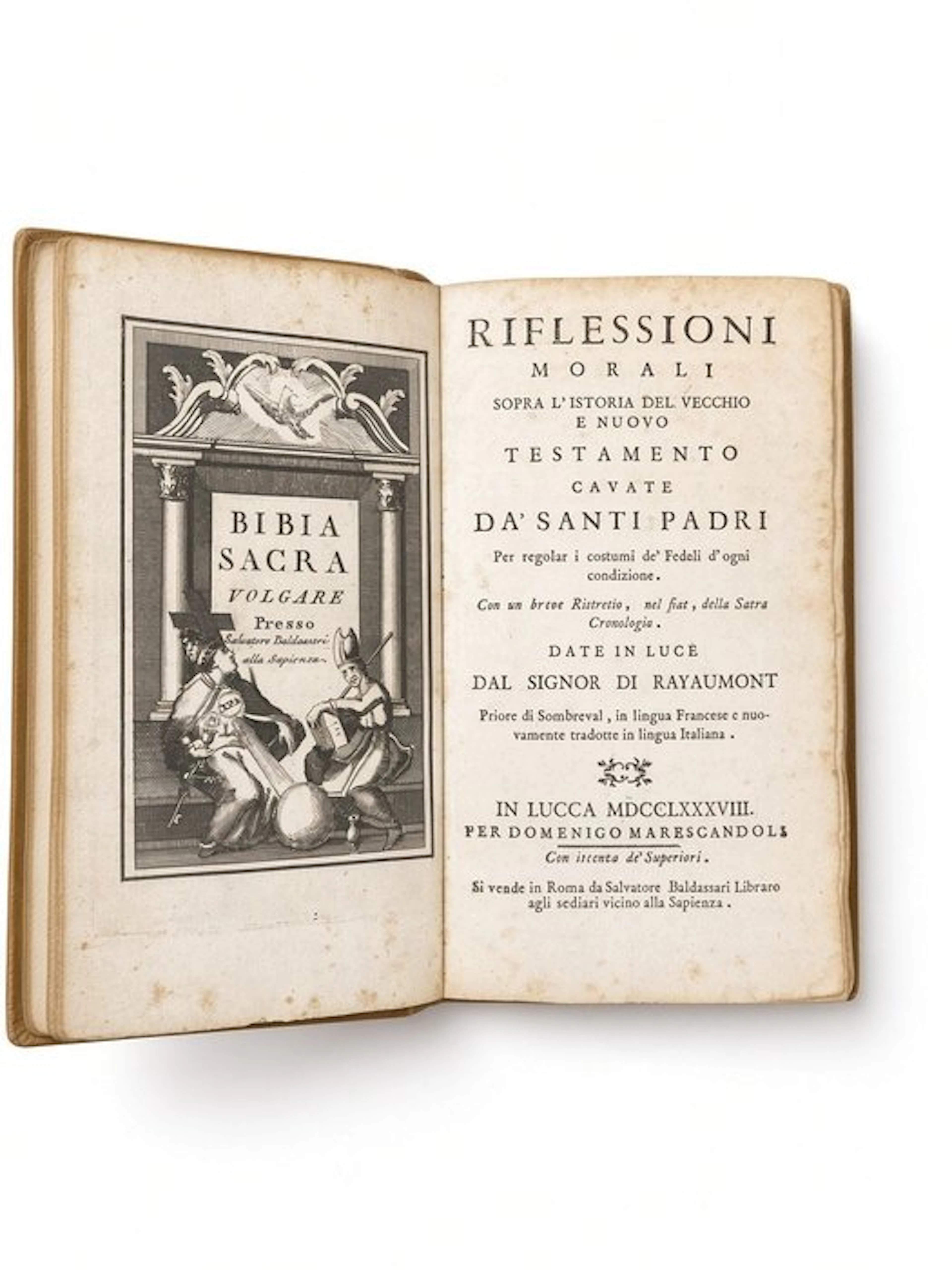 BIBBIA SACRA VOLGARE - Riflessioni morali del Vecchio e Nuovo Testamento - 1788