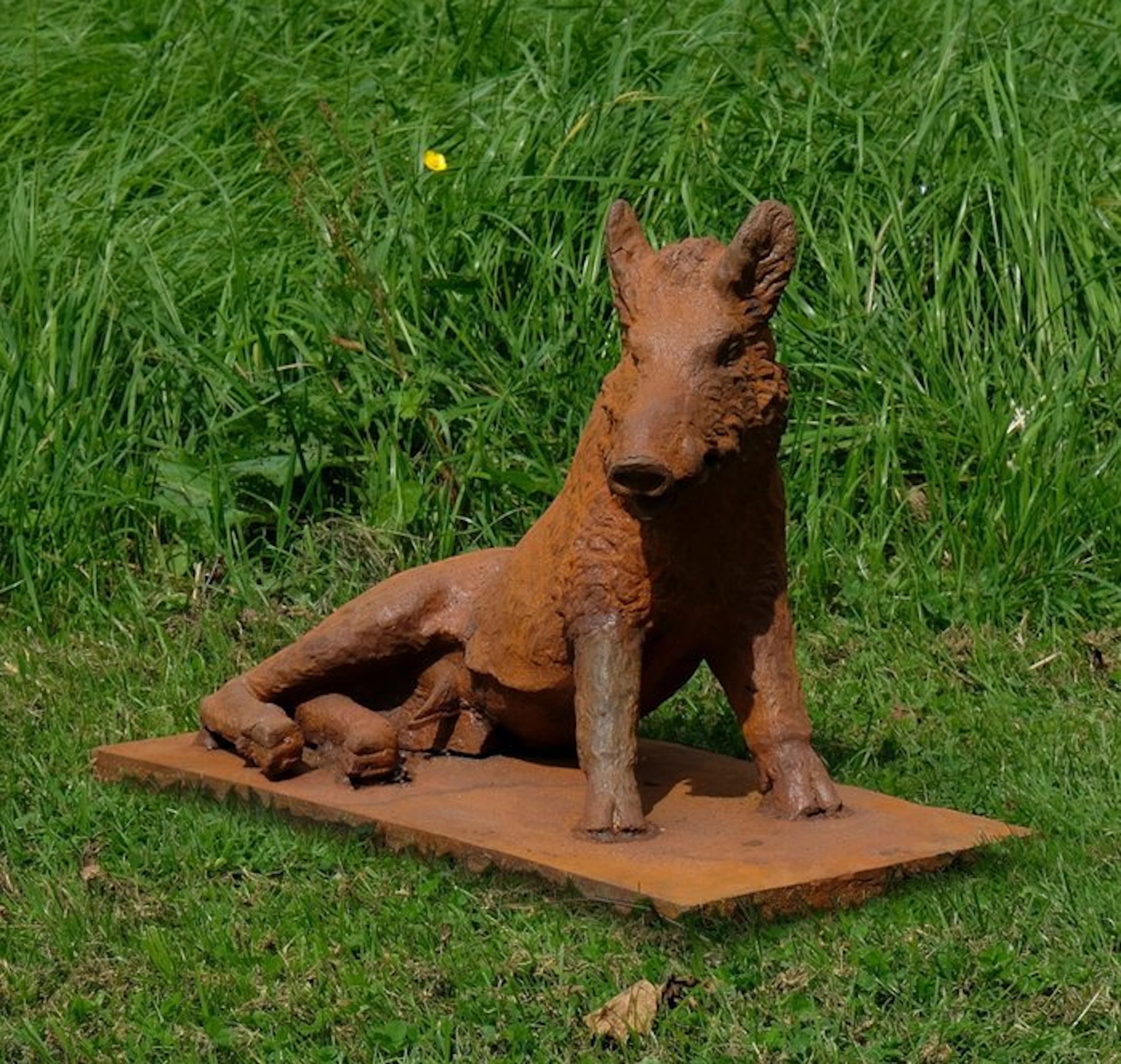 Sculpture, Wild Boar - 60 cm in length - 31 kg - 43 cm - Cast iron