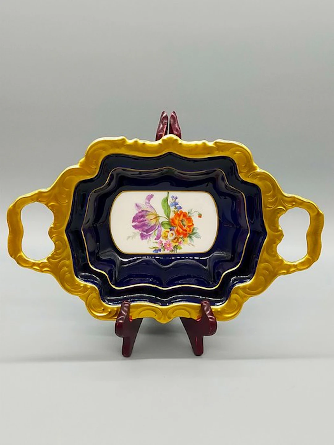 Lindner - Dish - Prunk-Schale Kueps Bavaria – Echt Cobalt - Porcelain