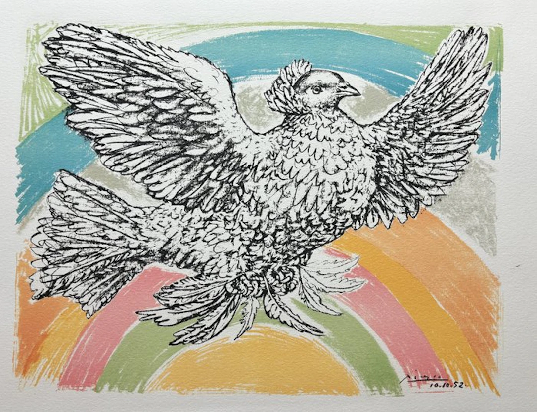 Pablo Picasso (1881-1973) - Colombe volant à l'Arc en Ciel